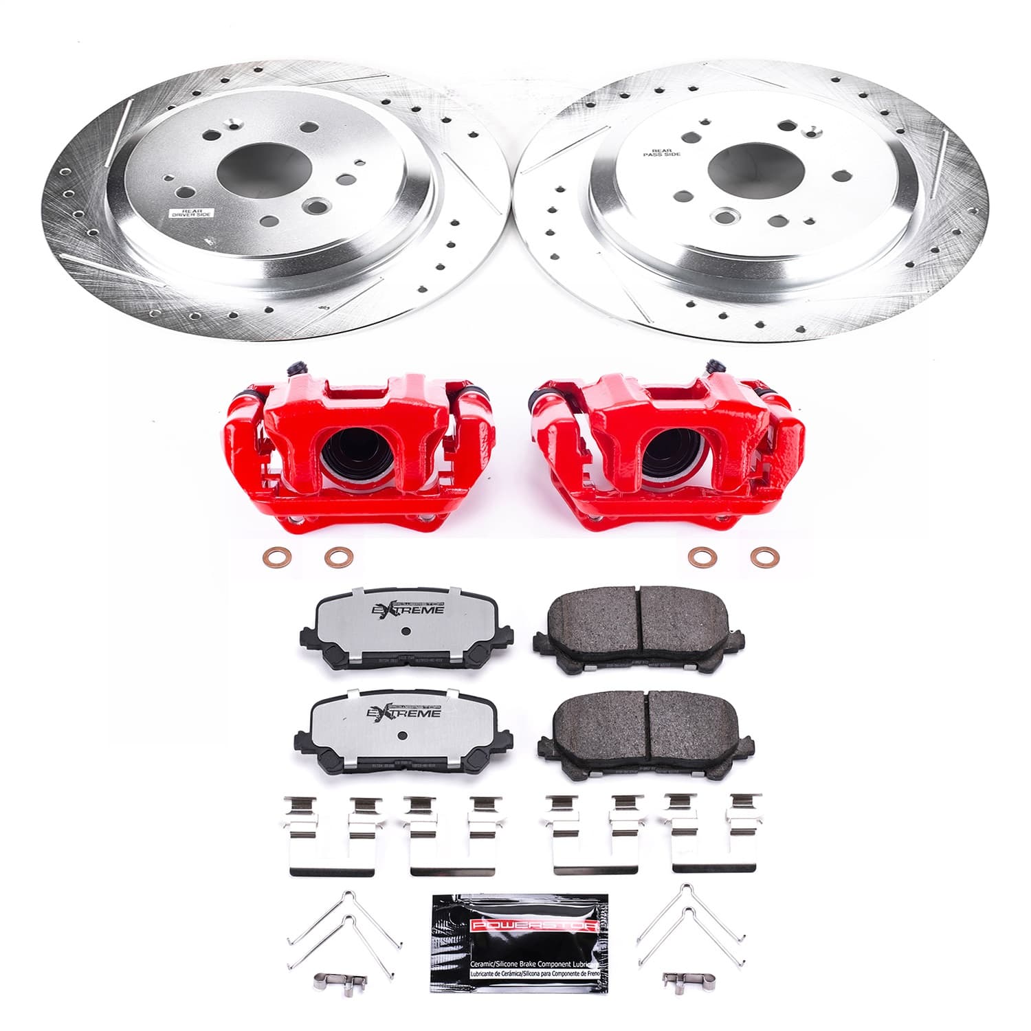 Power Stop - KC6953-36 - Rear - Disc Brake Pad/Caliper and Rotor Kit image 1