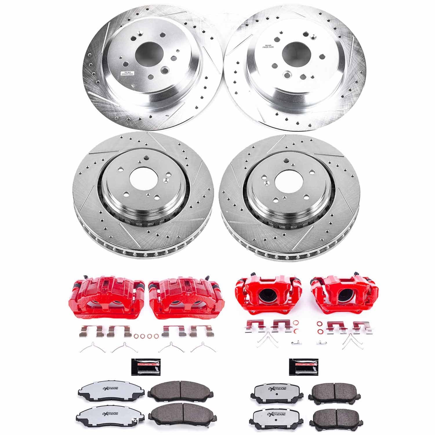 Power Stop - KC6956-36 - Front and Rear - Disc Brake Pad/Caliper and Rotor Kit image 1