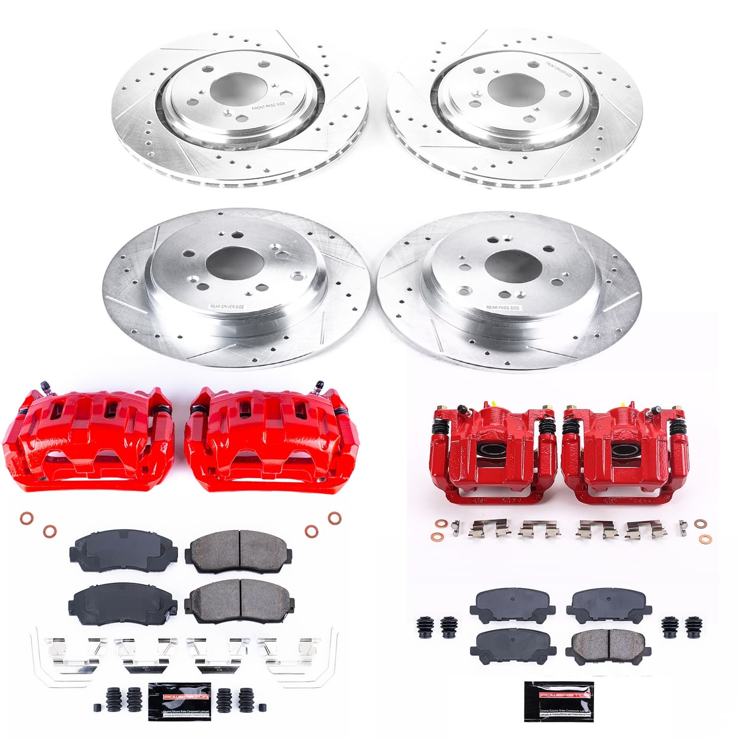 Power Stop - KC6958 - Front and Rear - Disc Brake Pad/Caliper and Rotor Kit image 1