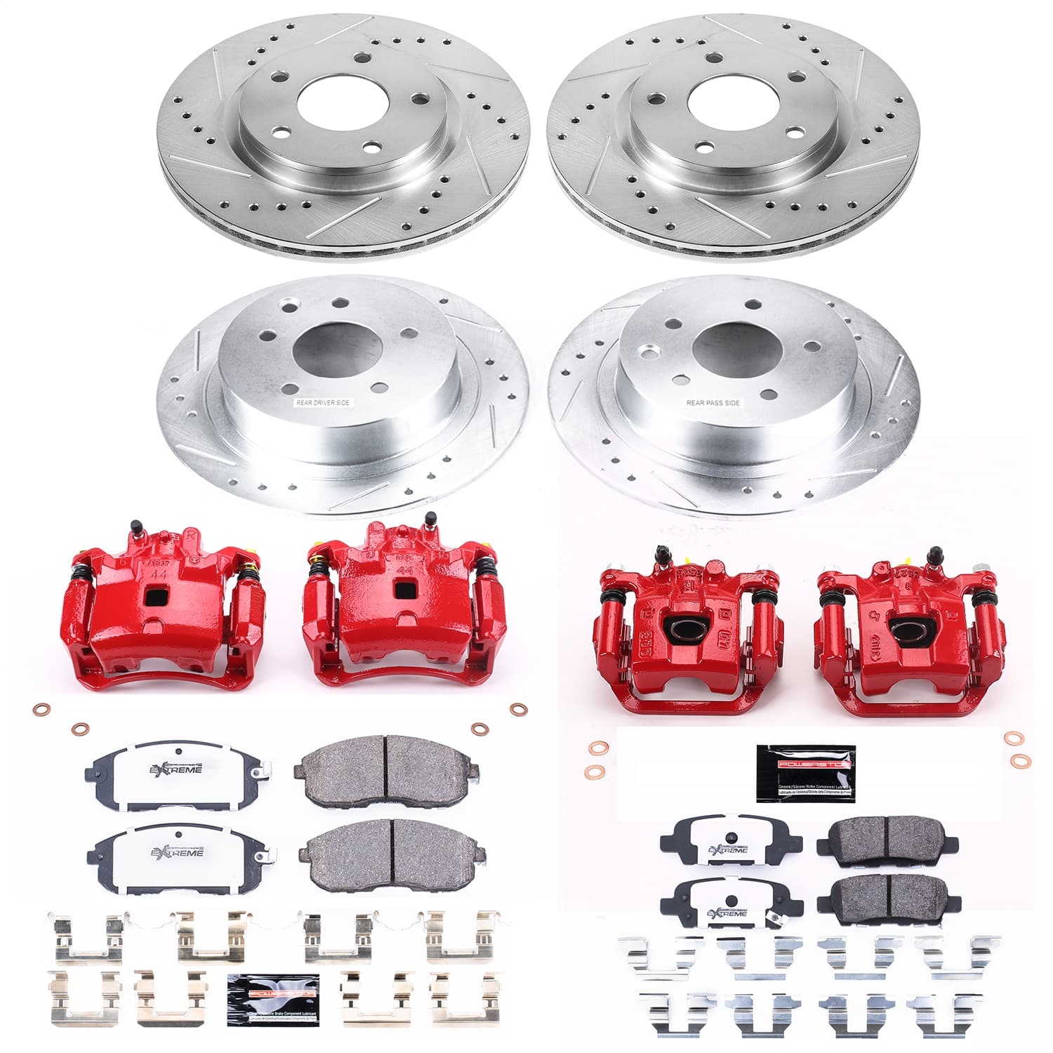 Power Stop - KC6960A-26 - Front and Rear - Disc Brake Pad/Caliper and Rotor Kit image 1