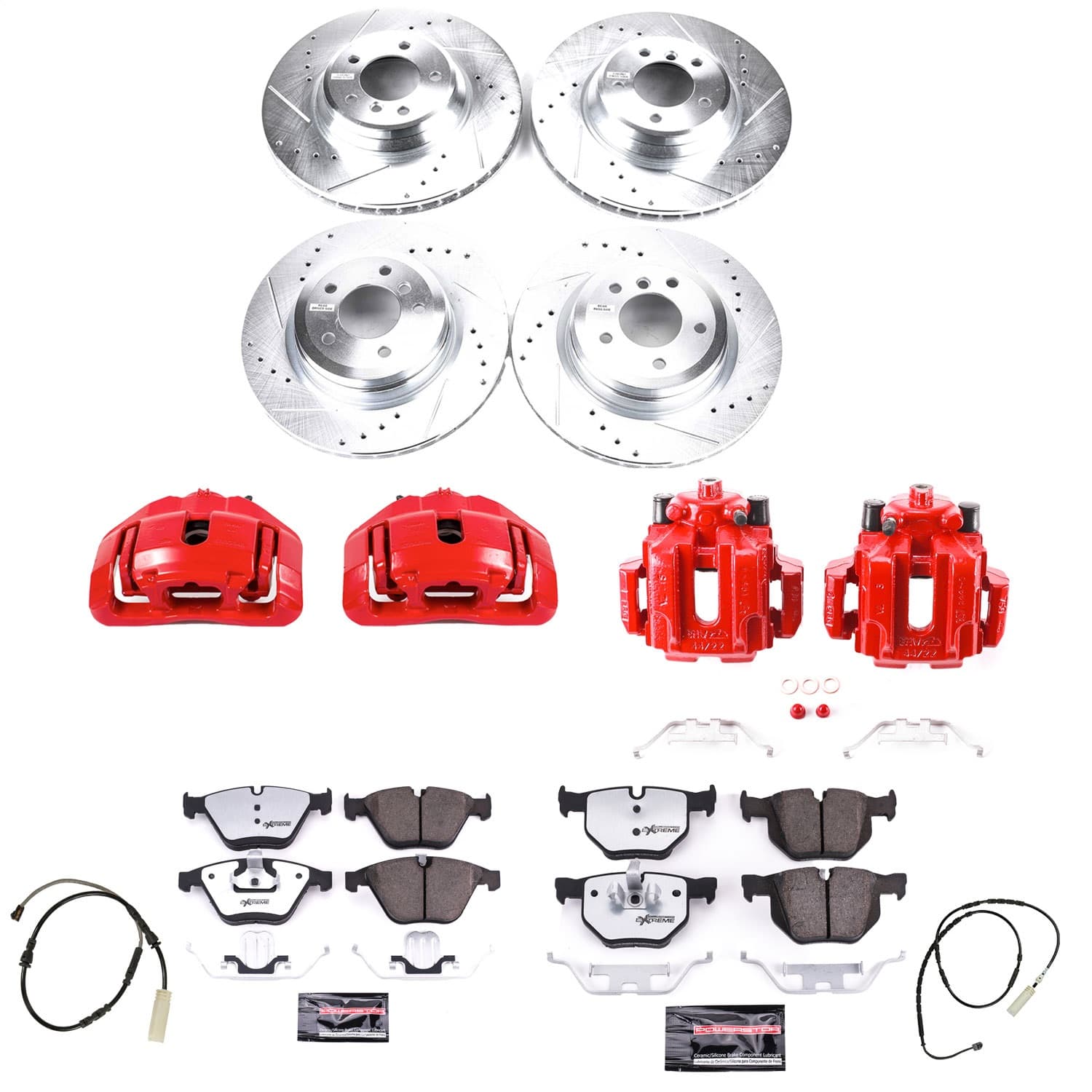 Power Stop - KC7021-26 - Front and Rear - Disc Brake Pad/Caliper and Rotor Kit image 1