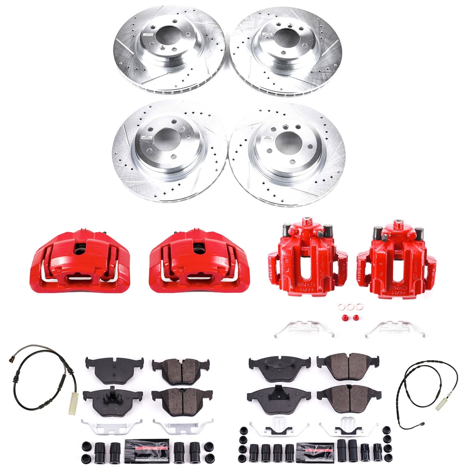 Power Stop - KC7021 - Front and Rear - Disc Brake Pad/Caliper and Rotor Kit image 1