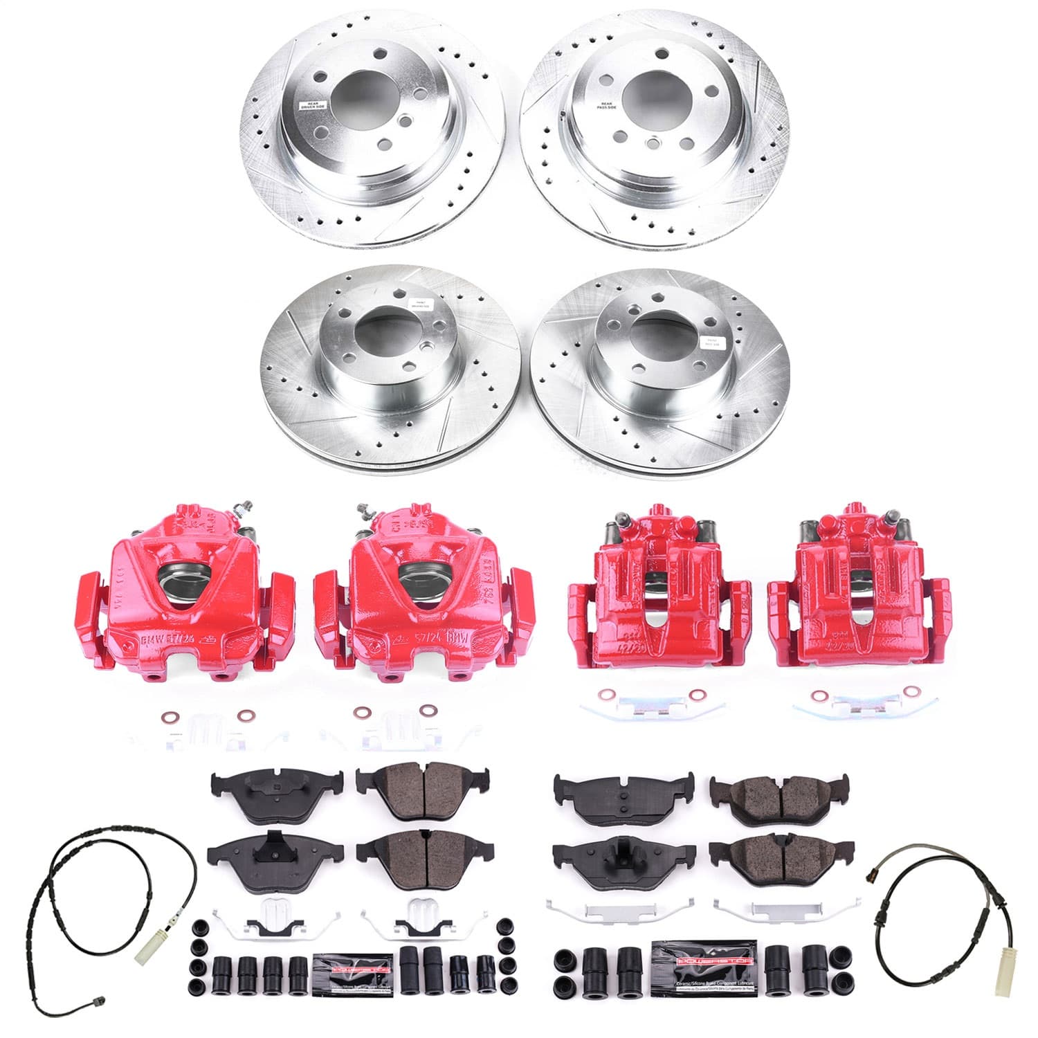 Power Stop - KC7024 - Front and Rear - Disc Brake Pad/Caliper and Rotor Kit image 1