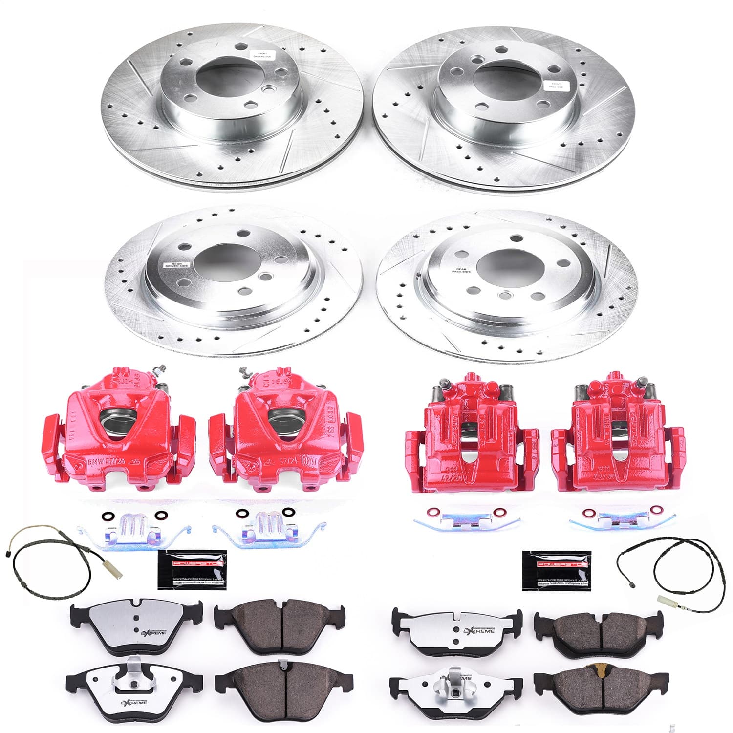 Power Stop - KC7025-26 - Front and Rear - Disc Brake Pad/Caliper and Rotor Kit image 1