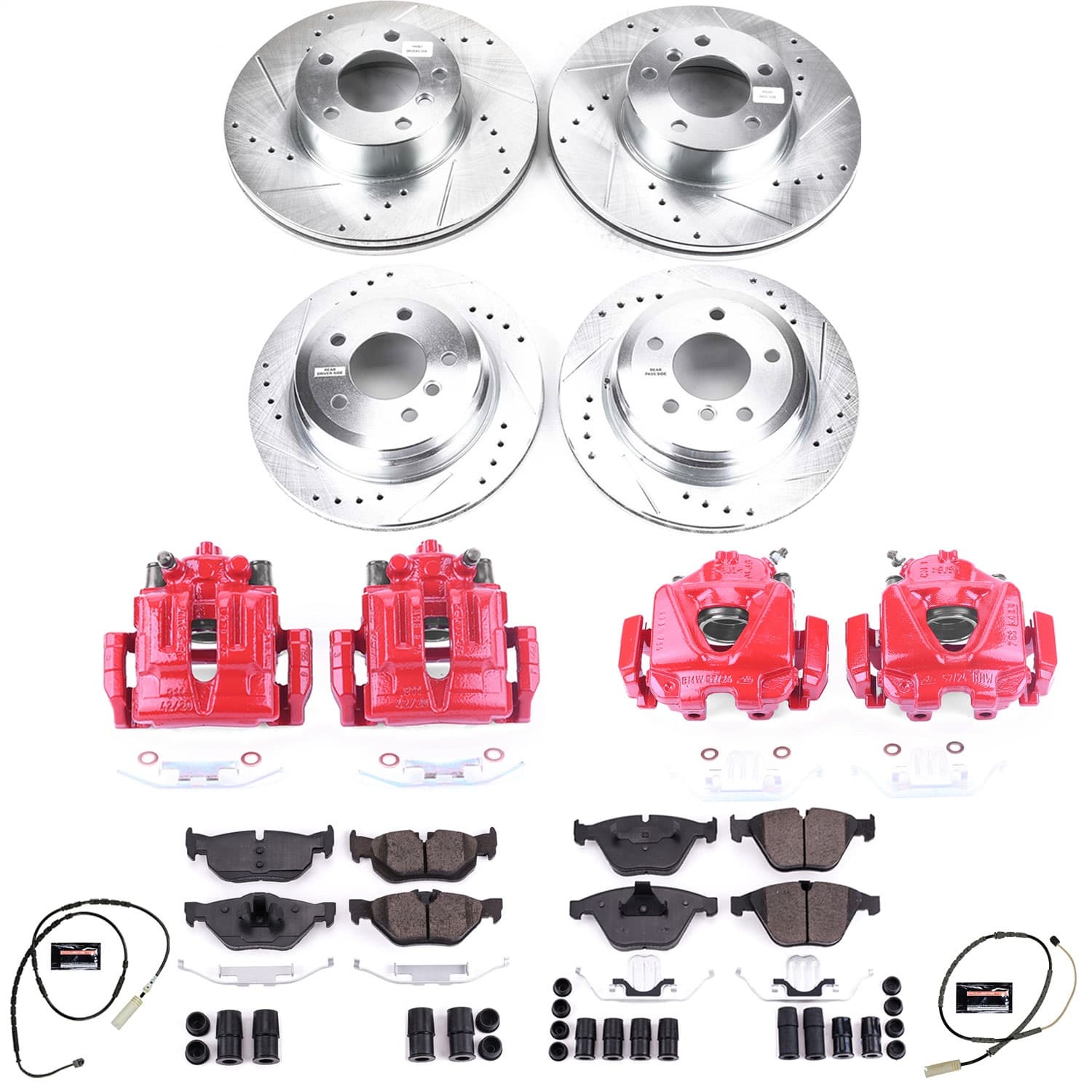 Power Stop - KC7025 - Front and Rear - Disc Brake Pad/Caliper and Rotor Kit image 1