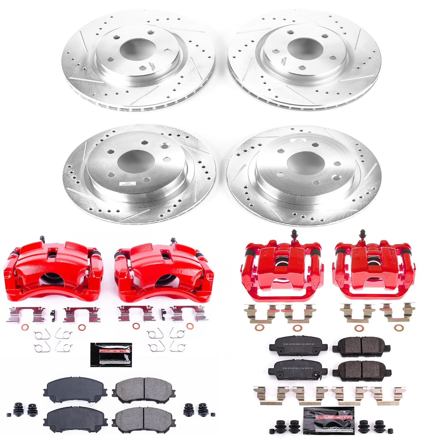 Power Stop - KC7035A - Front and Rear - Disc Brake Pad/Caliper and Rotor Kit image 1