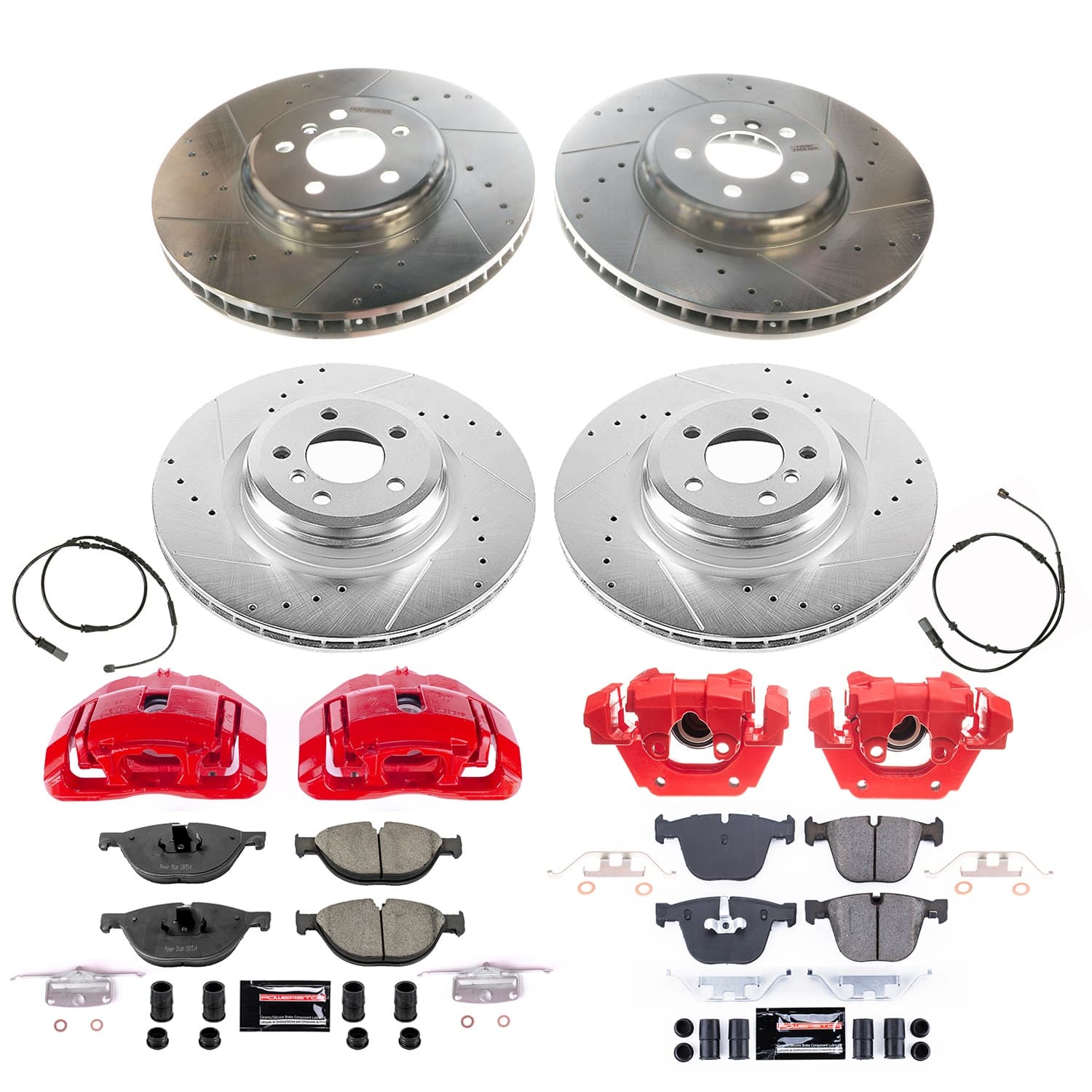Power Stop - KC7098 - Front and Rear - Disc Brake Pad/Caliper and Rotor Kit image 1