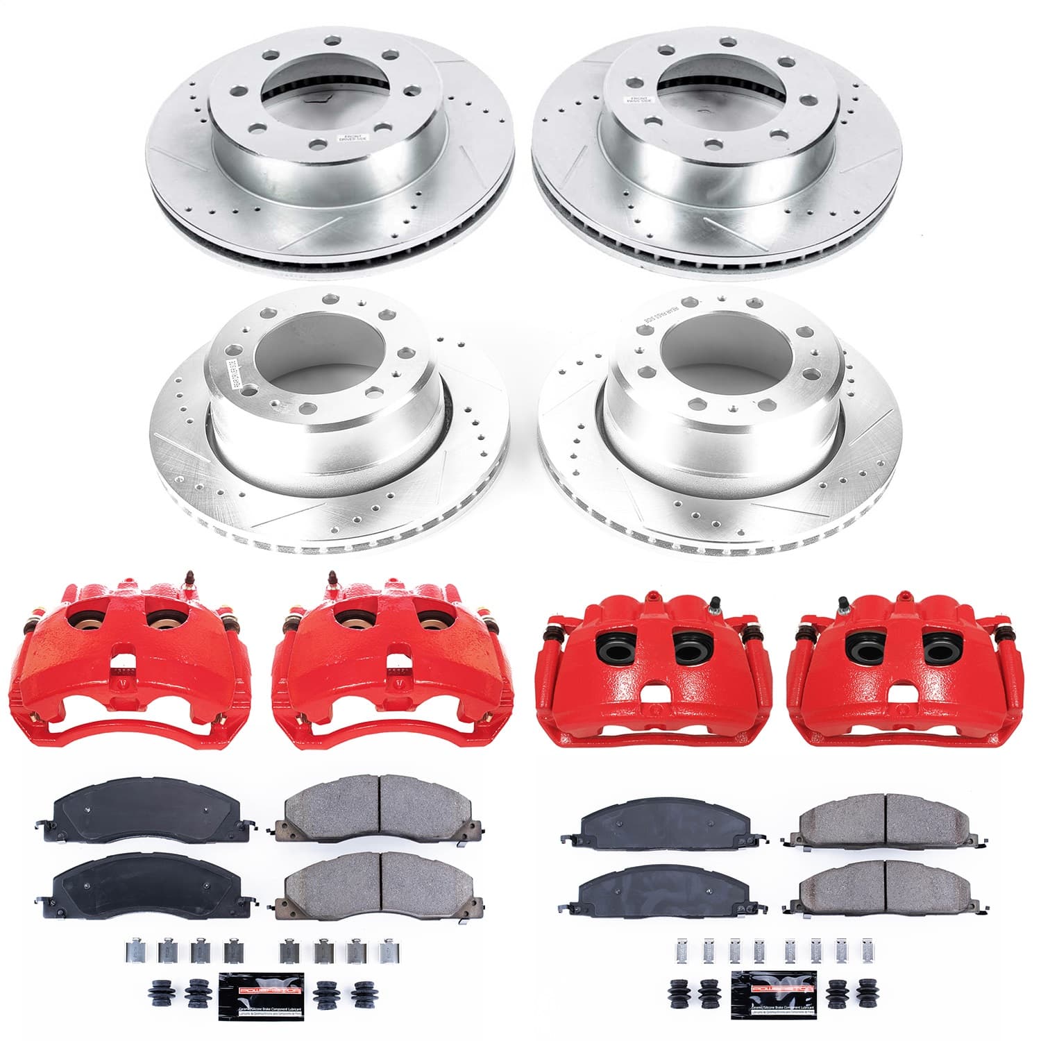 Power Stop - KC7141 - Front and Rear - Disc Brake Pad/Caliper and Rotor Kit image 1