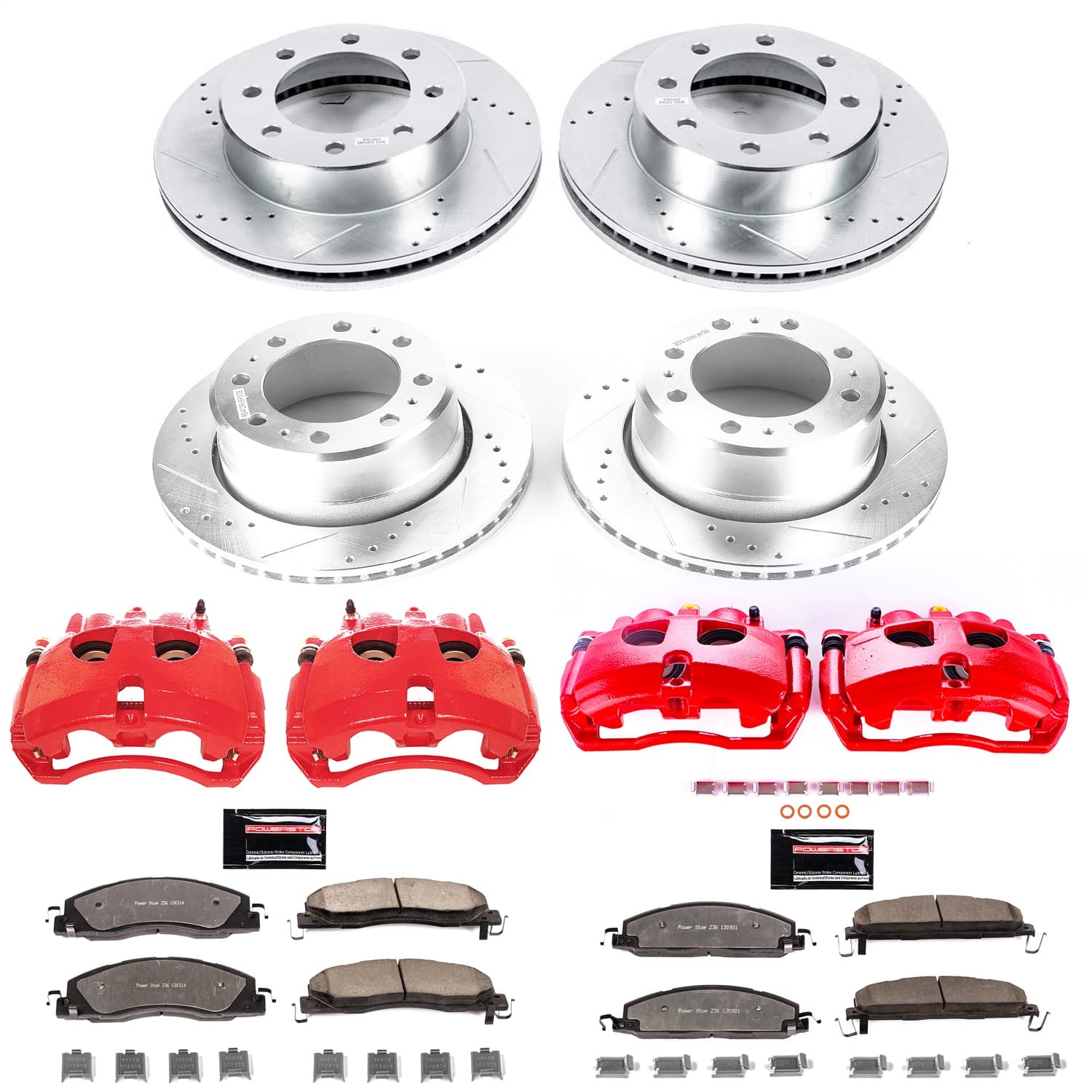 Power Stop - KC7141A-36 - Front and Rear - Disc Brake Pad/Caliper and Rotor Kit image 1