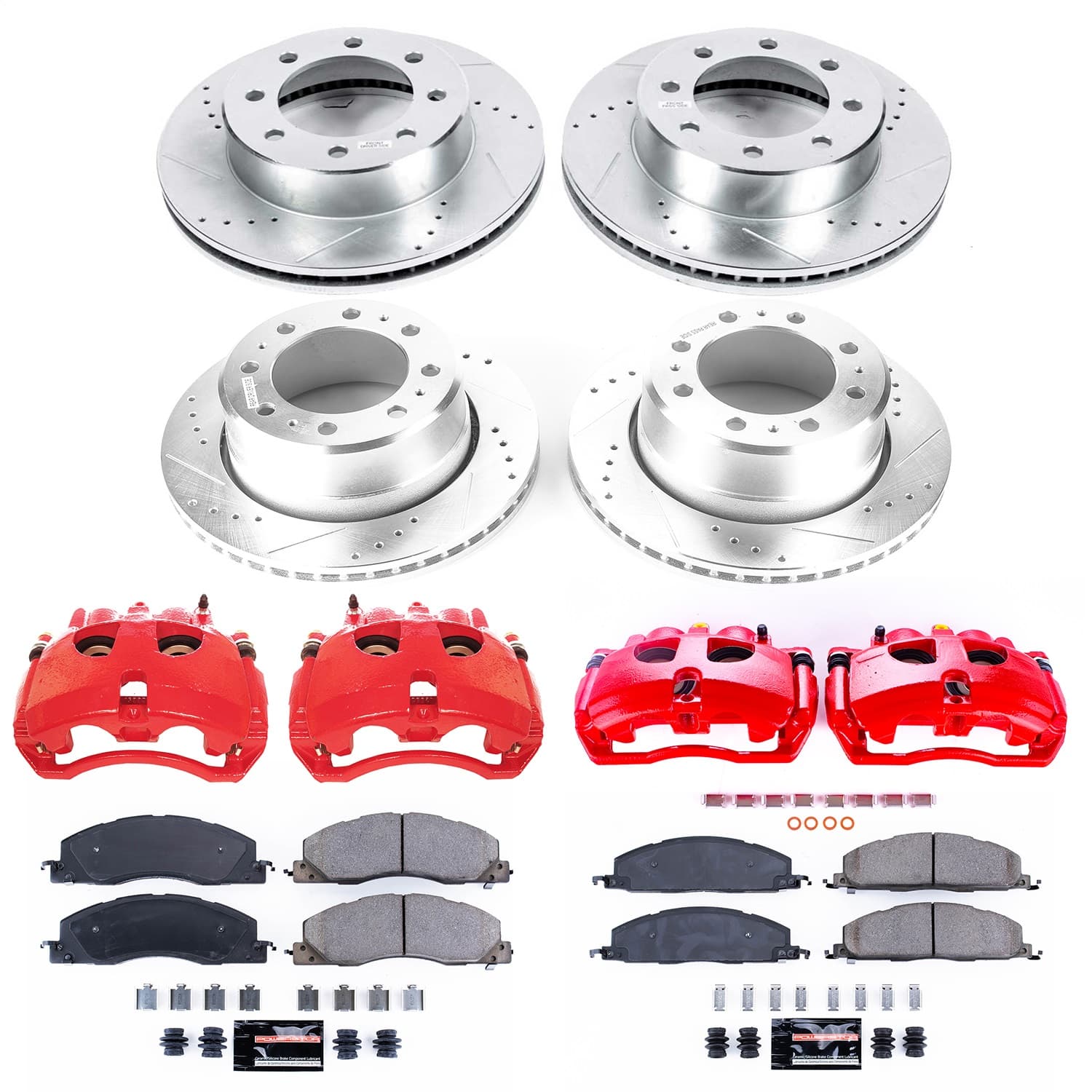 Power Stop - KC7141A - Front and Rear - Disc Brake Pad/Caliper and Rotor Kit image 1