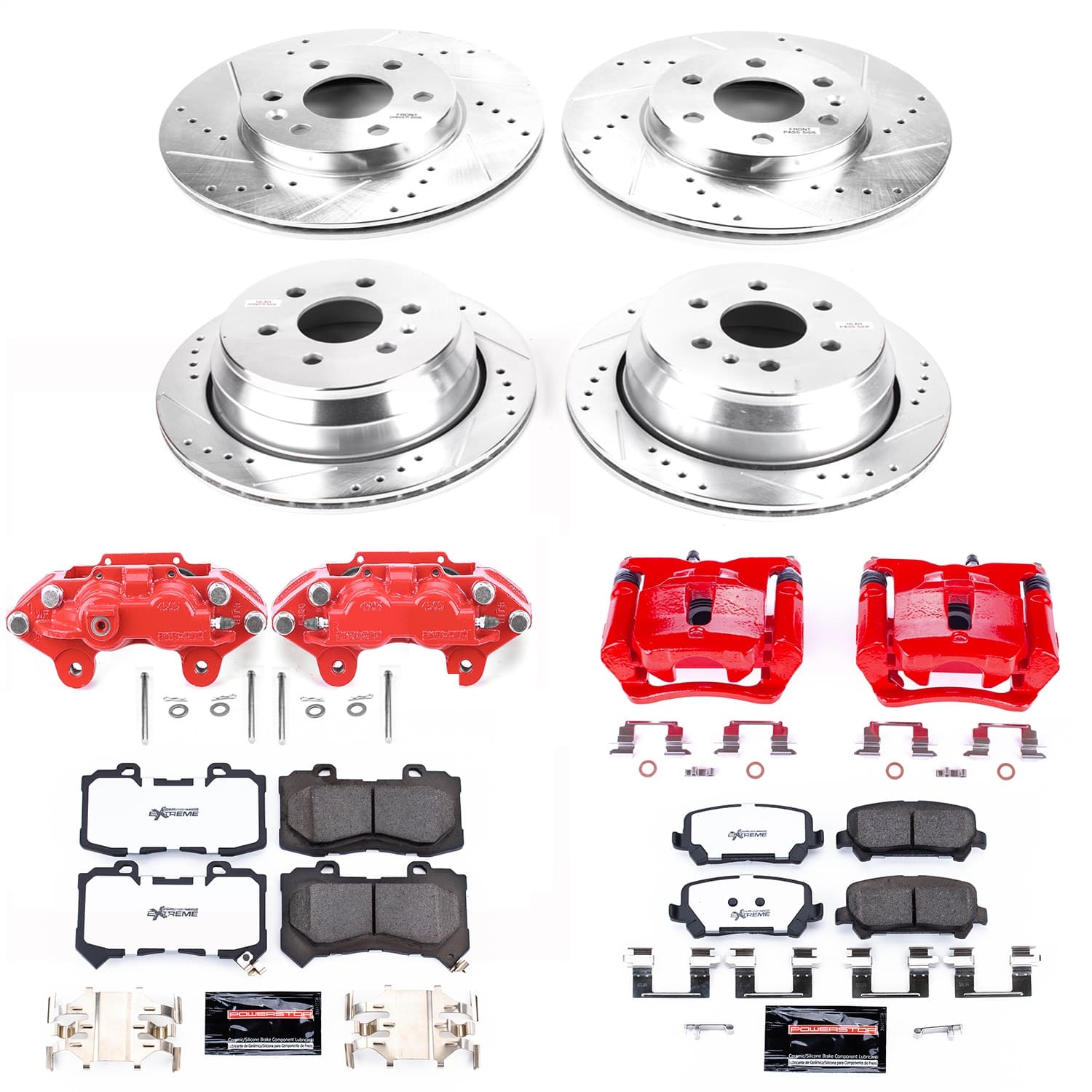 Power Stop - KC7228-36 - Front and Rear - Disc Brake Pad/Caliper and Rotor Kit image 1