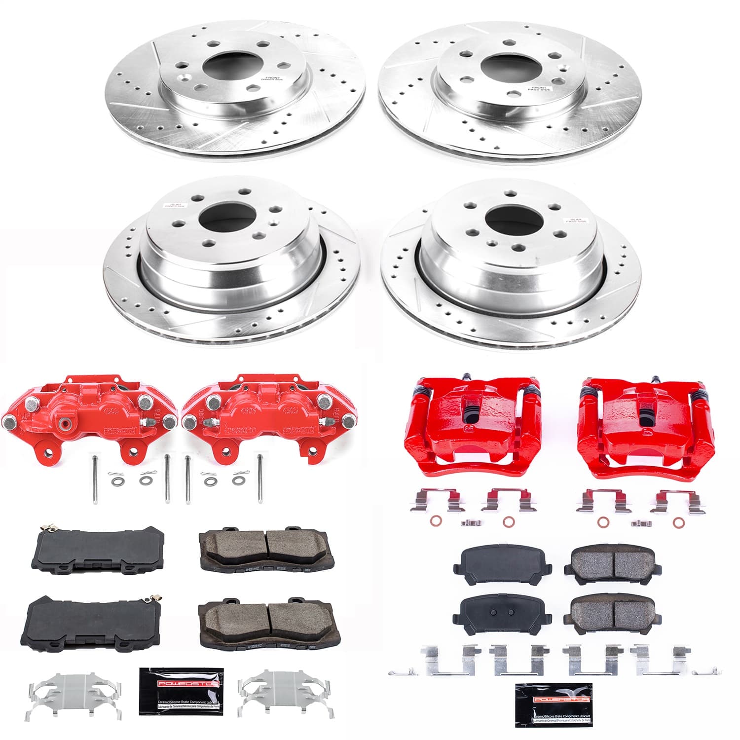 Power Stop - KC7228 - Front and Rear - Disc Brake Pad/Caliper and Rotor Kit image 1