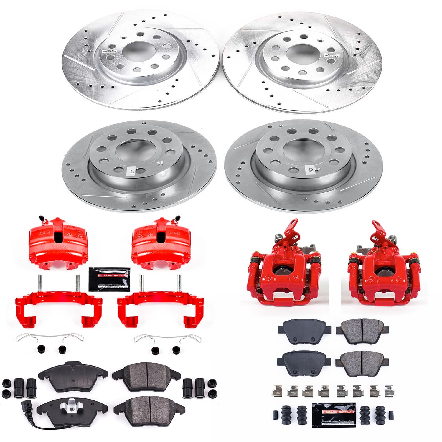 Power Stop - KC7280 - Front and Rear - Disc Brake Pad/Caliper and Rotor Kit image 1