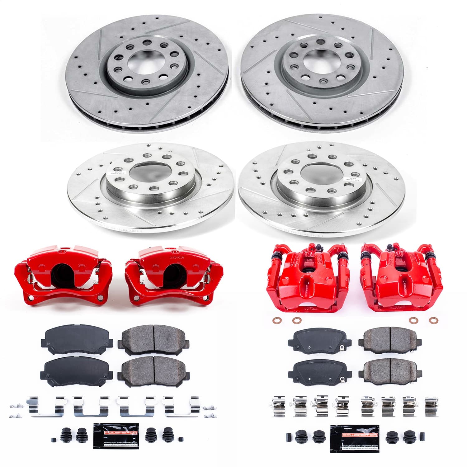 Power Stop - KC7288 - Front and Rear - Disc Brake Pad/Caliper and Rotor Kit image 1