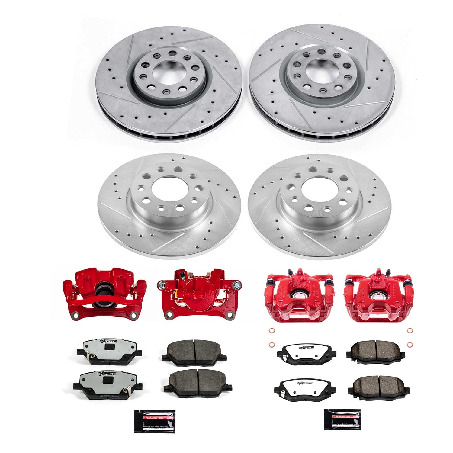 Power Stop - KC7300-36 - Front and Rear - Disc Brake Pad/Caliper and Rotor Kit image 1