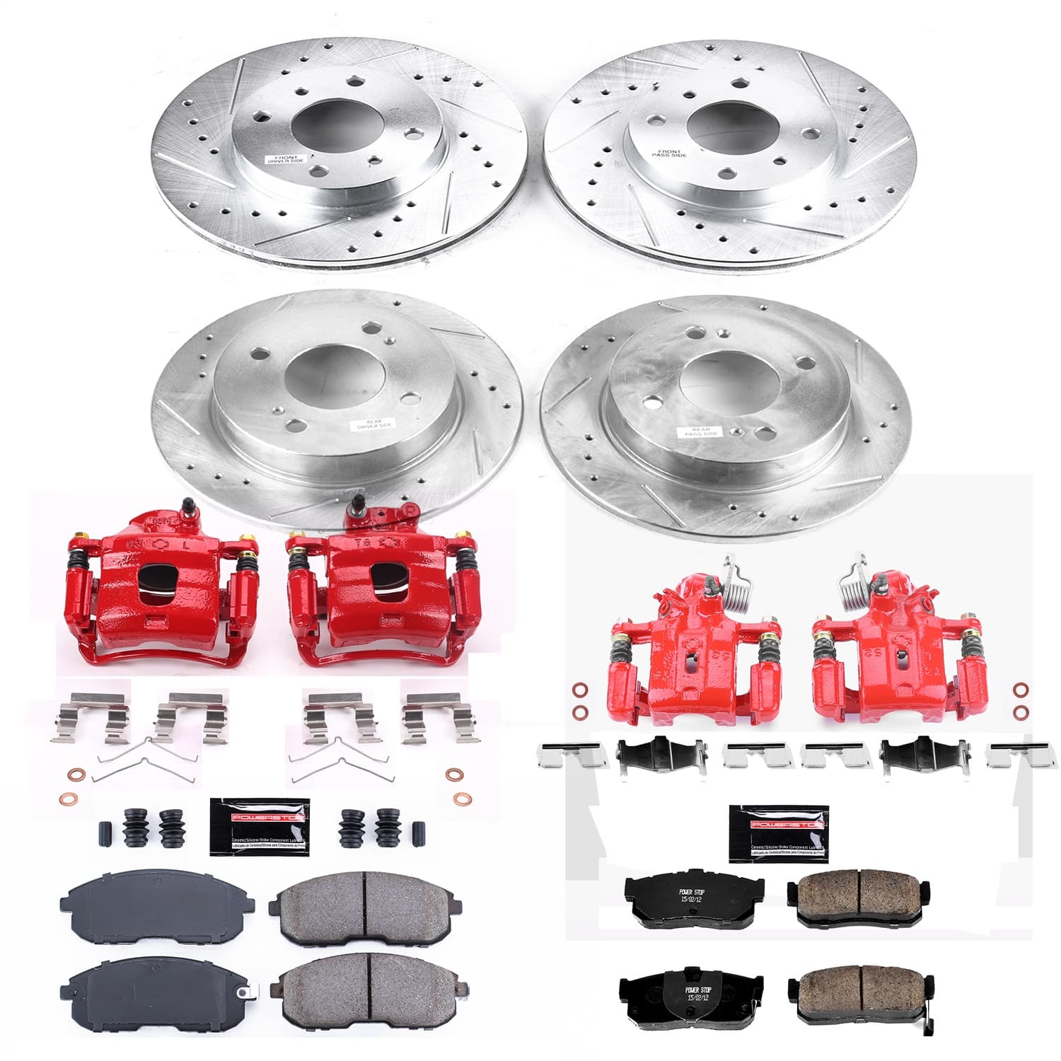Power Stop - KC750 - Front and Rear - Disc Brake Pad/Caliper and Rotor Kit image 1