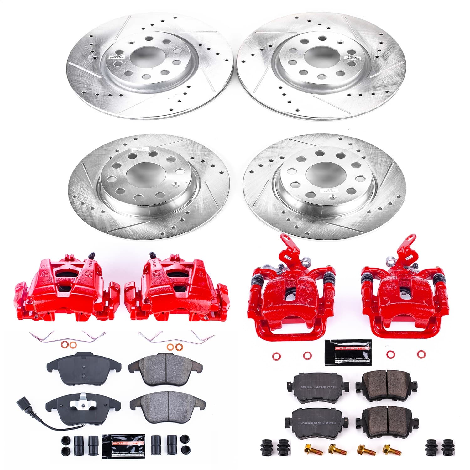 Power Stop - KC7501 - Front and Rear - Disc Brake Pad/Caliper and Rotor Kit image 1