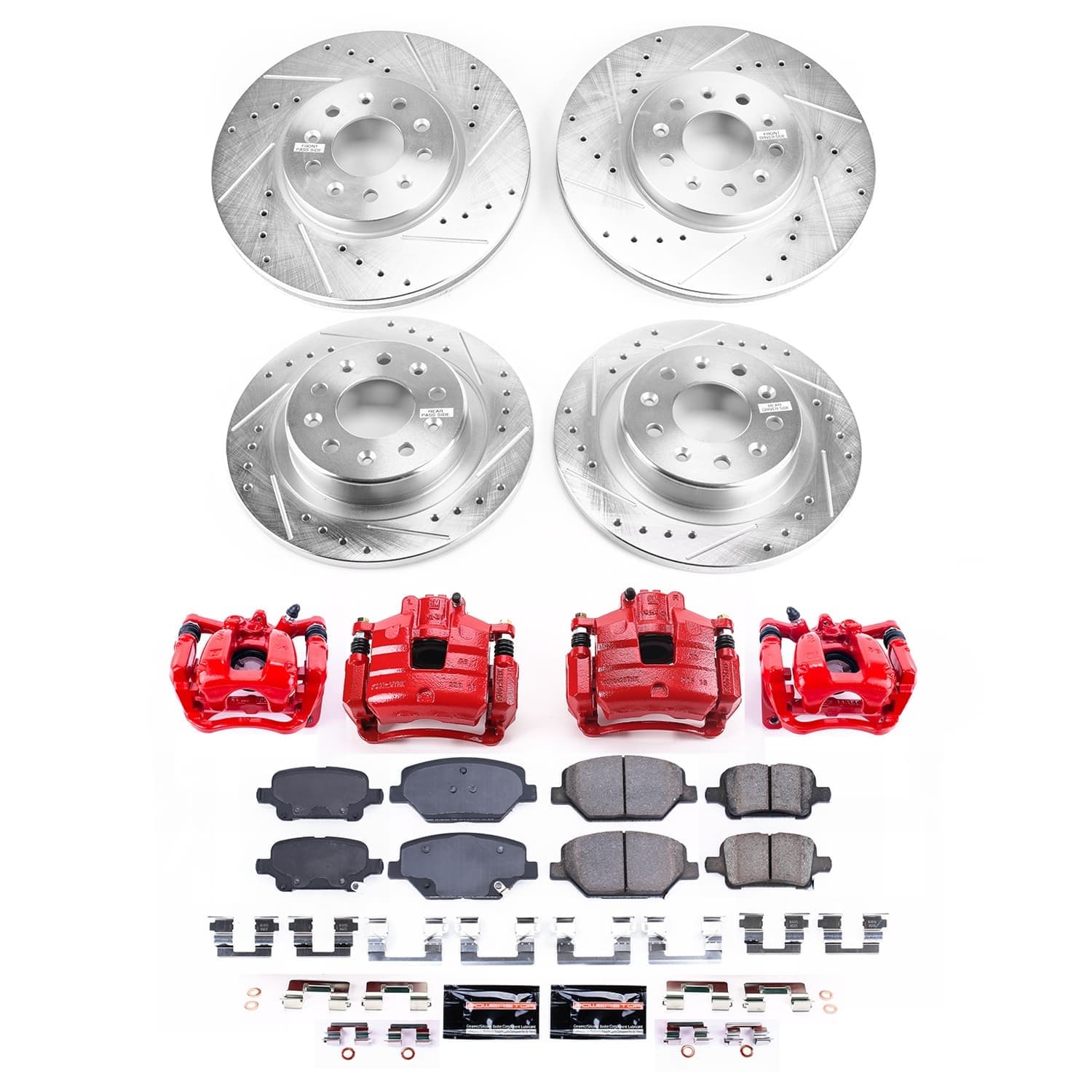 Power Stop - KC7557 - Front and Rear - Disc Brake Pad and Rotor Kit image 1