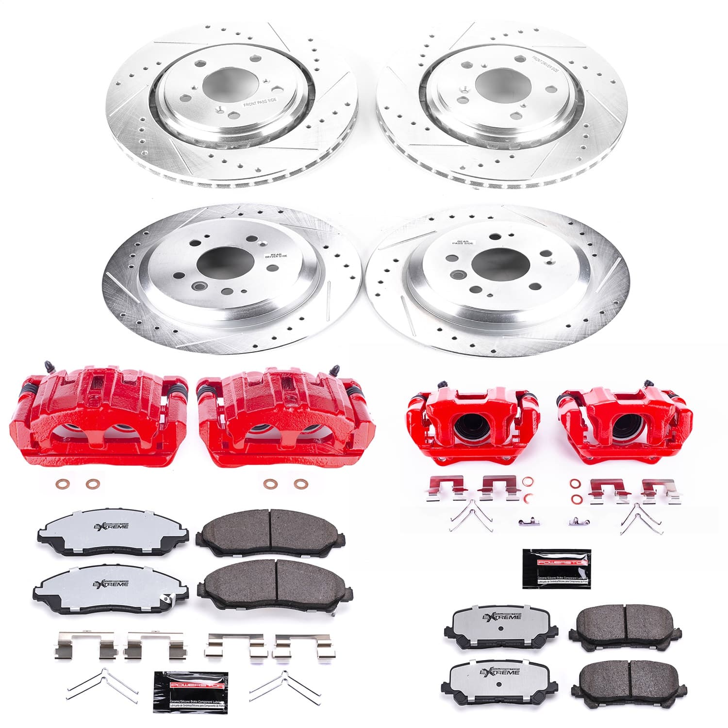 Power Stop - KC7576-36 - Front and Rear - Disc Brake Pad/Caliper and Rotor Kit image 1