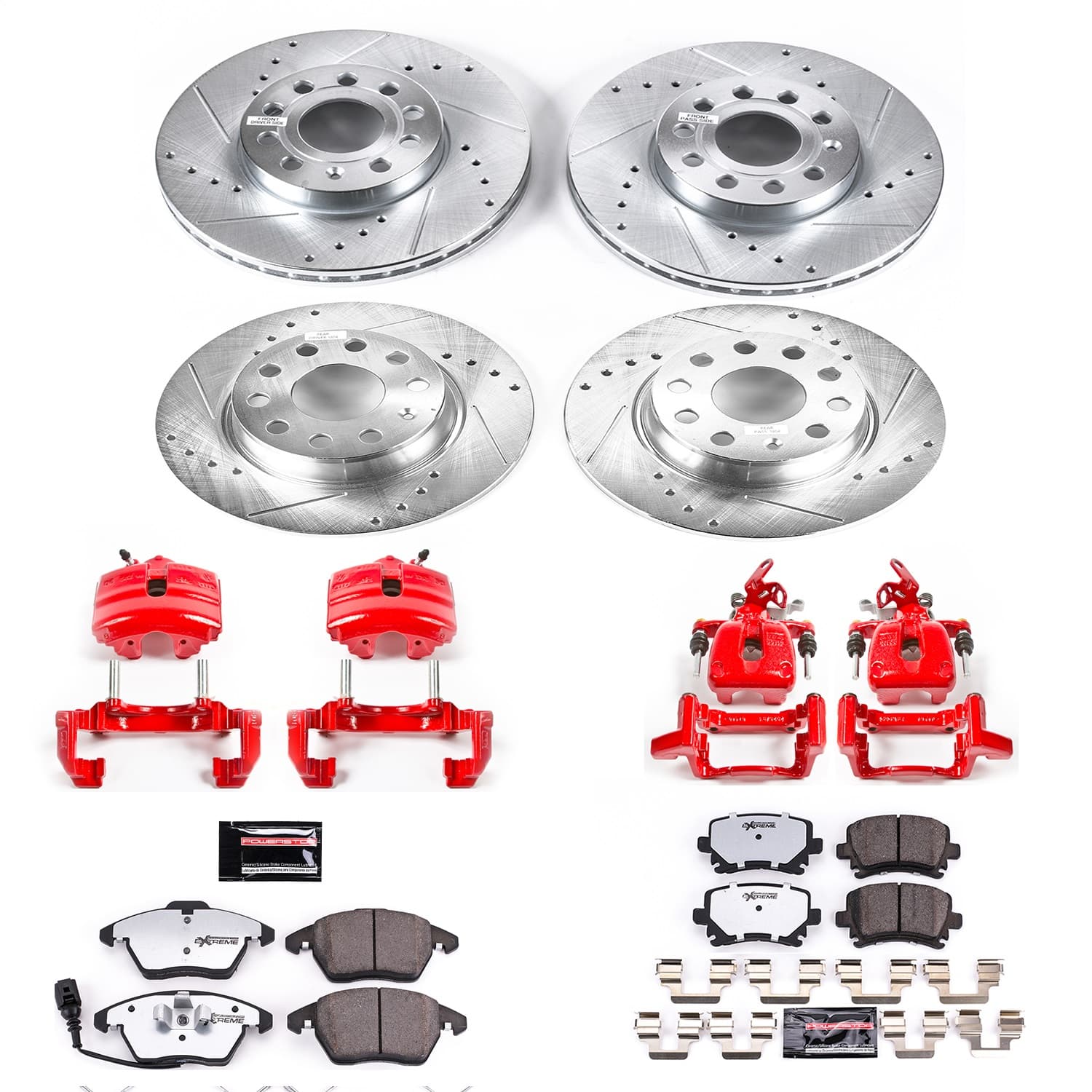 Power Stop - KC7837-26 - Front and Rear - Disc Brake Pad/Caliper and Rotor Kit image 1