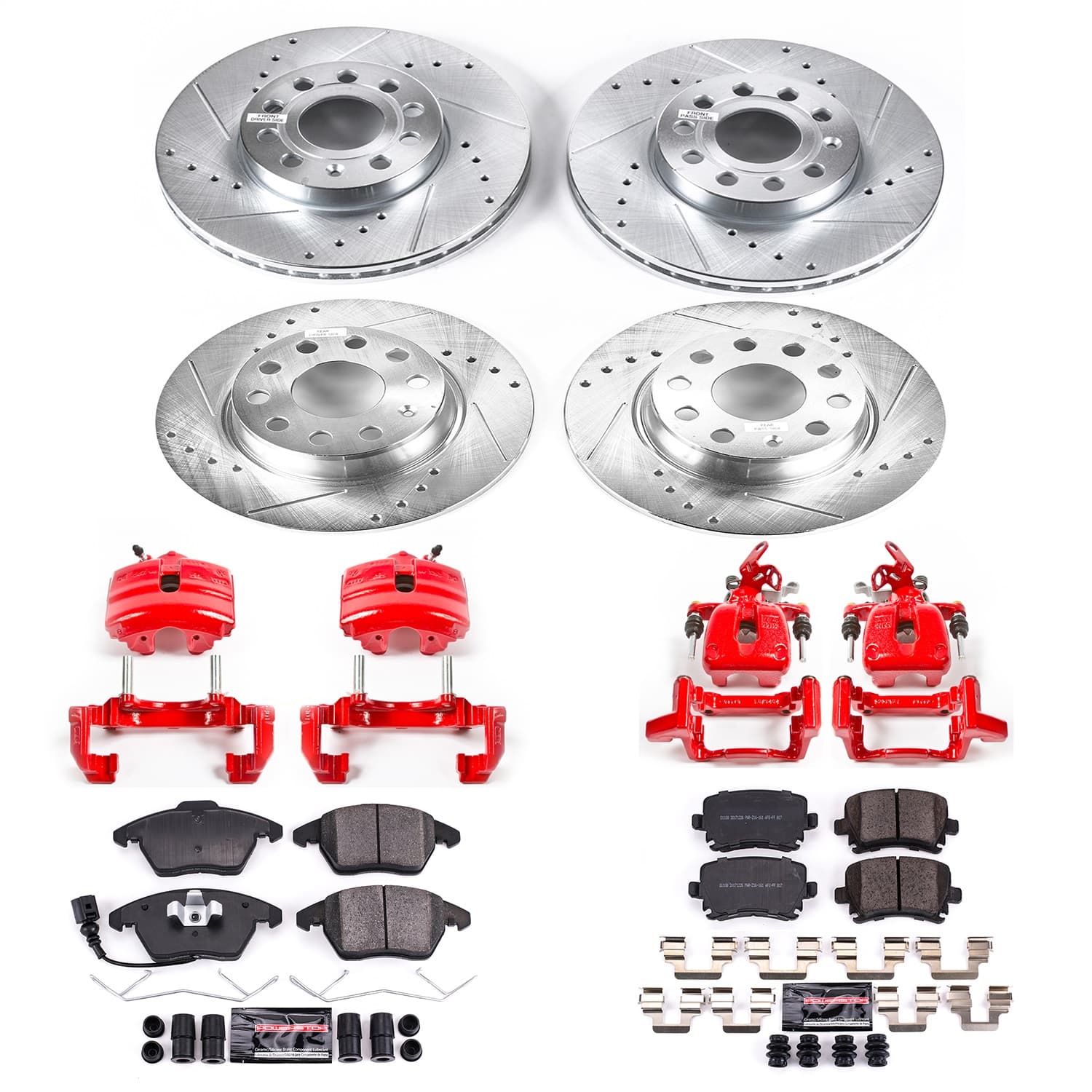 Power Stop - KC7837 - Front and Rear - Disc Brake Pad/Caliper and Rotor Kit image 1