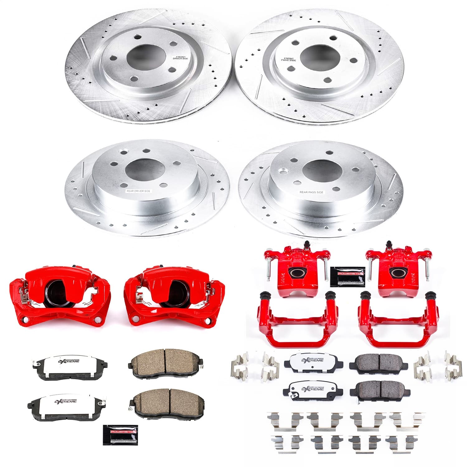 Power Stop - KC7865-26 - Front and Rear - Disc Brake Pad/Caliper and Rotor Kit image 1