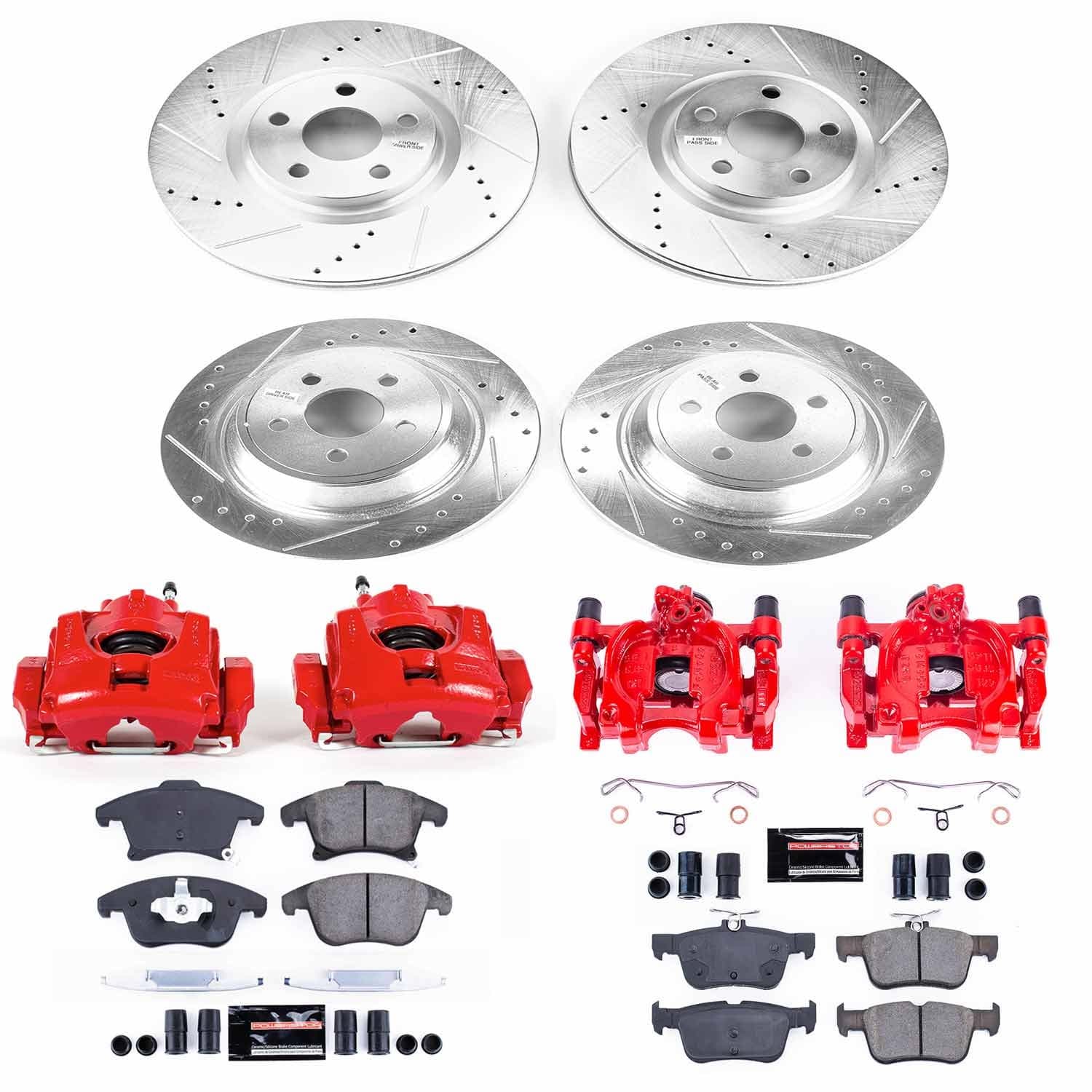 Power Stop - KC7912 - Front and Rear - Disc Brake Pad/Caliper and Rotor Kit image 1