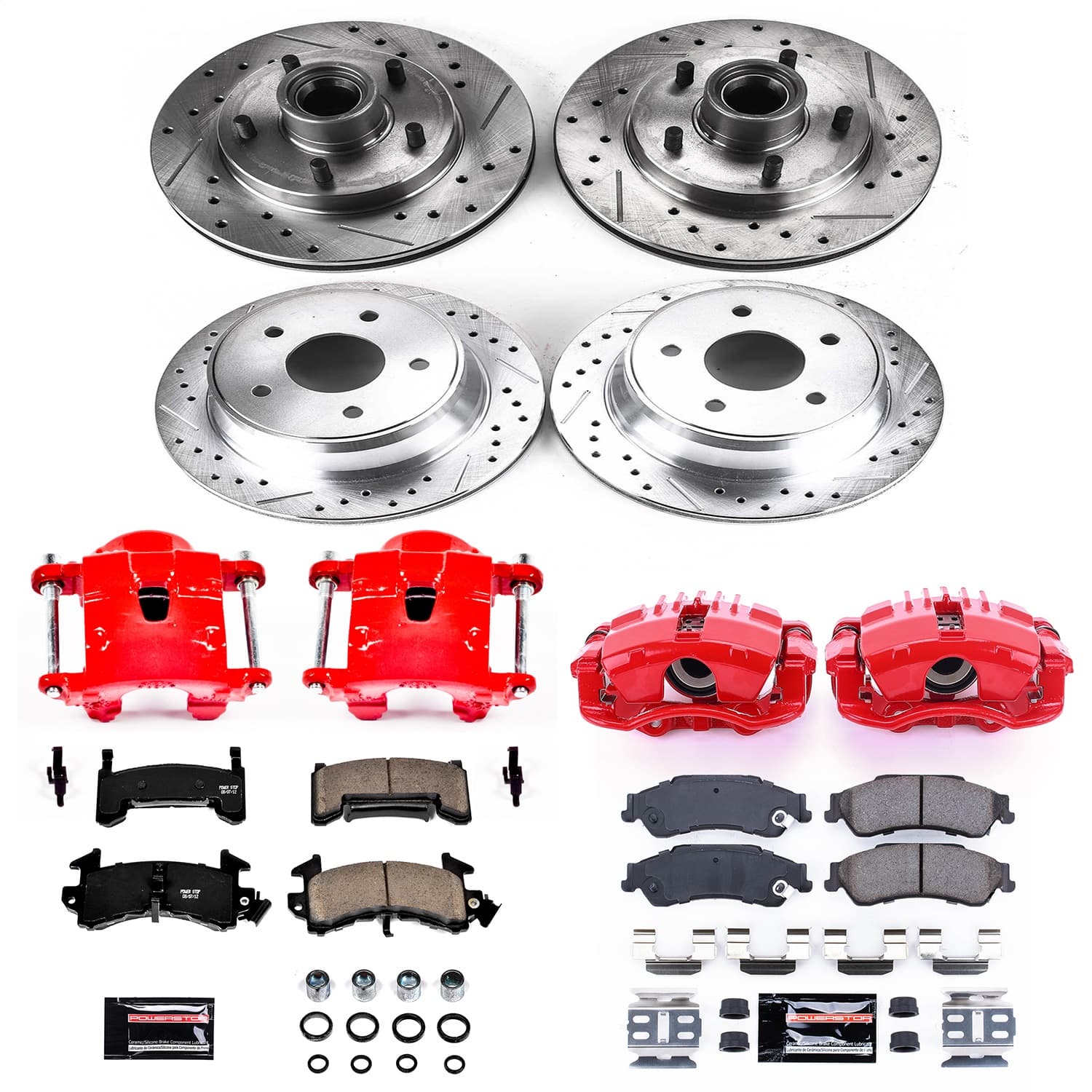 Power Stop - KC7913 - Front and Rear - Disc Brake Pad/Caliper and Rotor Kit image 1