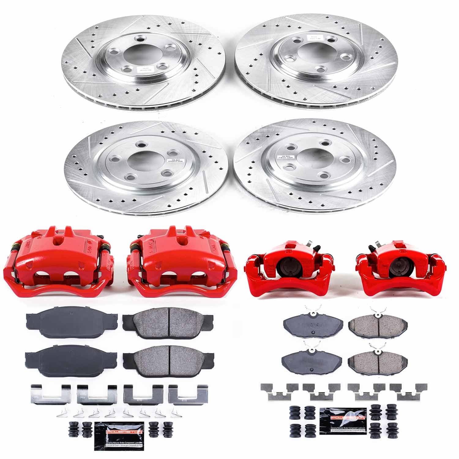 Power Stop - KC7937 - Front and Rear - Disc Brake Pad/Caliper and Rotor Kit image 1