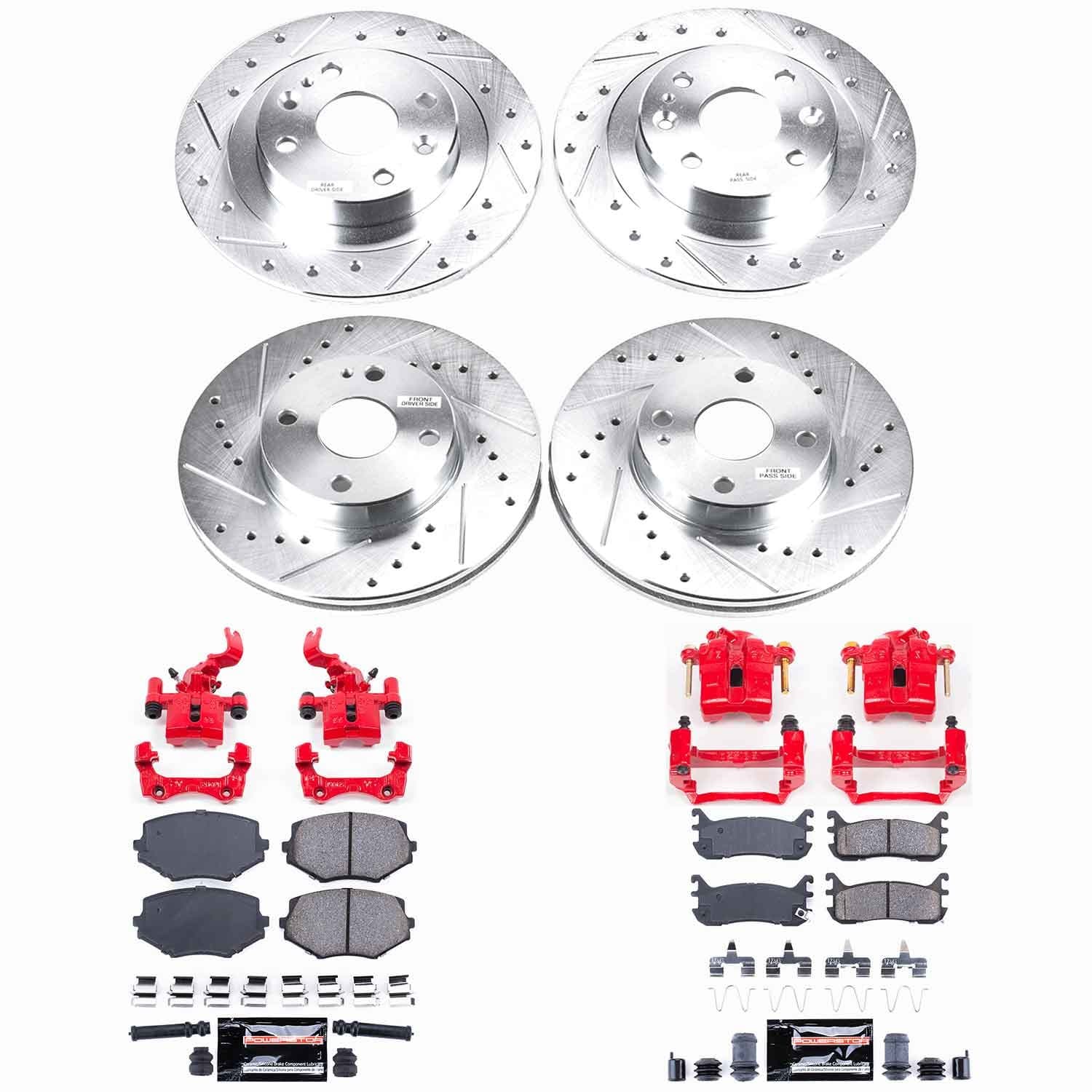 Power Stop - KC794 - Front and Rear - Disc Brake Pad/Caliper and Rotor Kit image 1