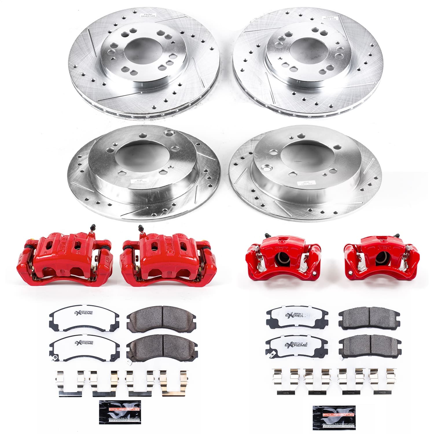 Power Stop - KC802-26 - Front and Rear - Disc Brake Pad/Caliper and Rotor Kit image 1