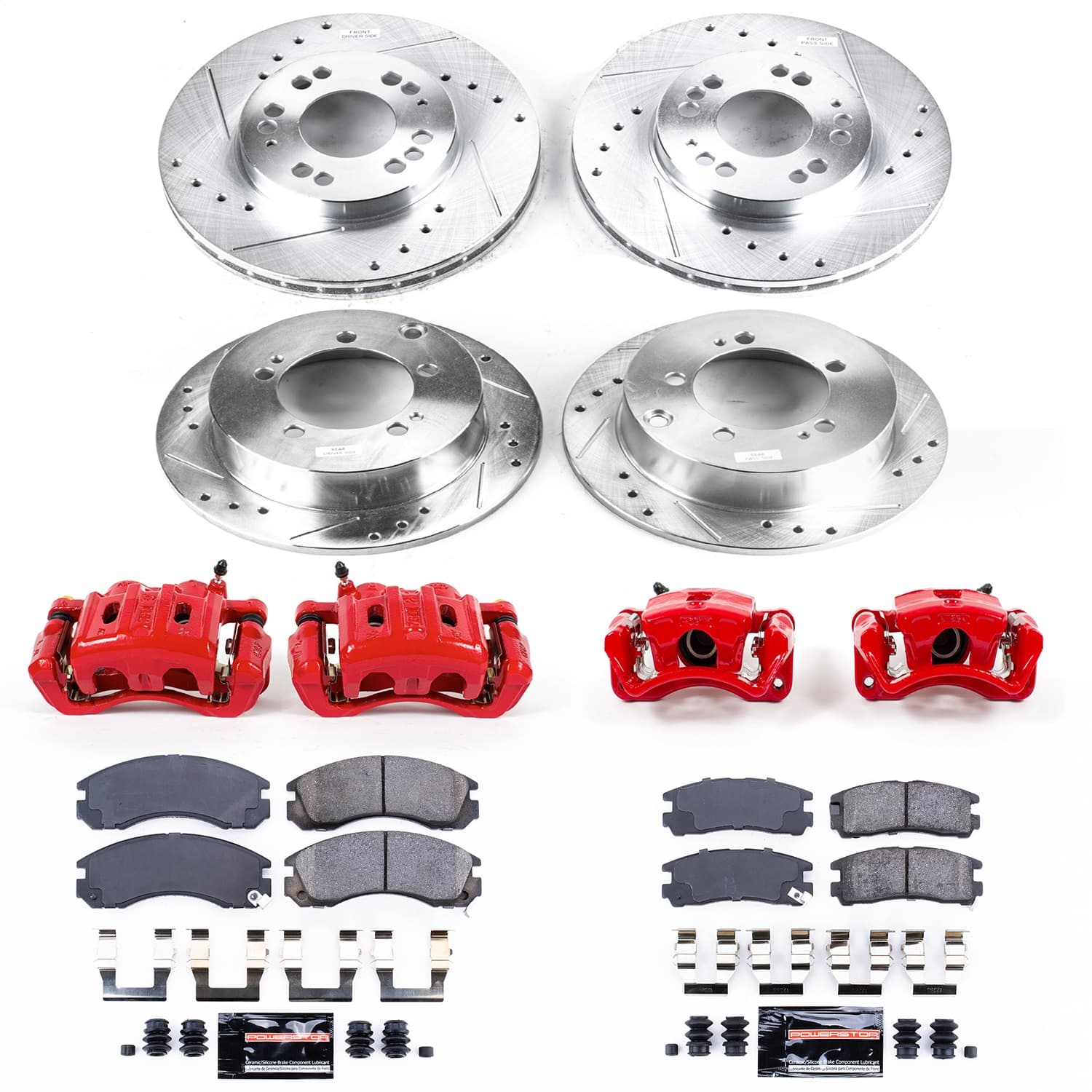 Power Stop - KC802 - Front and Rear - Disc Brake Pad/Caliper and Rotor Kit image 1