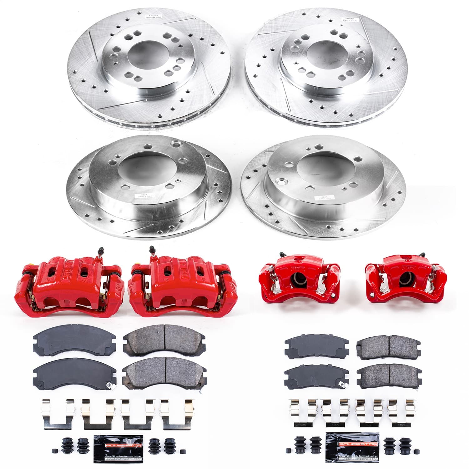 Power Stop - KC802A - Front and Rear - Disc Brake Pad/Caliper and Rotor Kit image 1