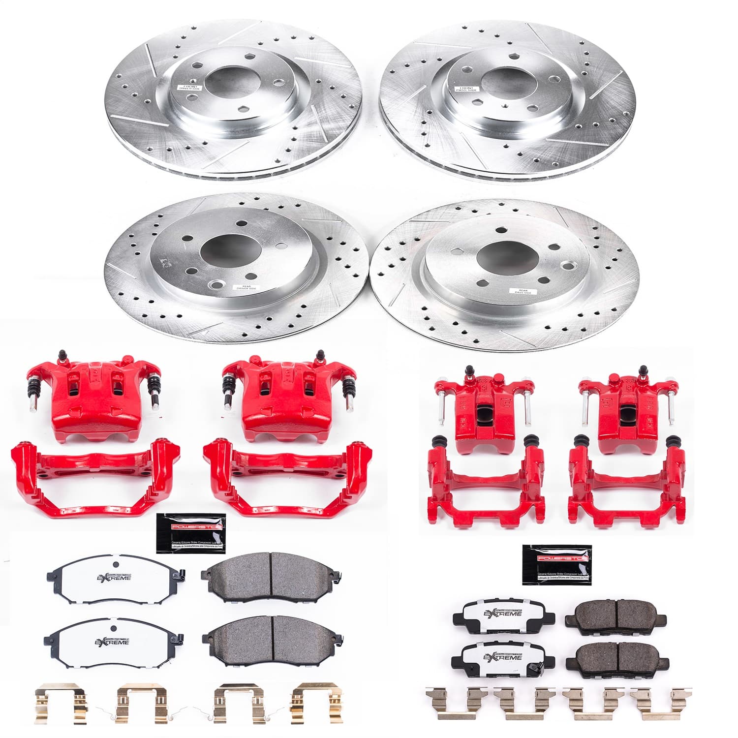 Power Stop - KC8060-26 - Front and Rear - Disc Brake Pad/Caliper and Rotor Kit image 1