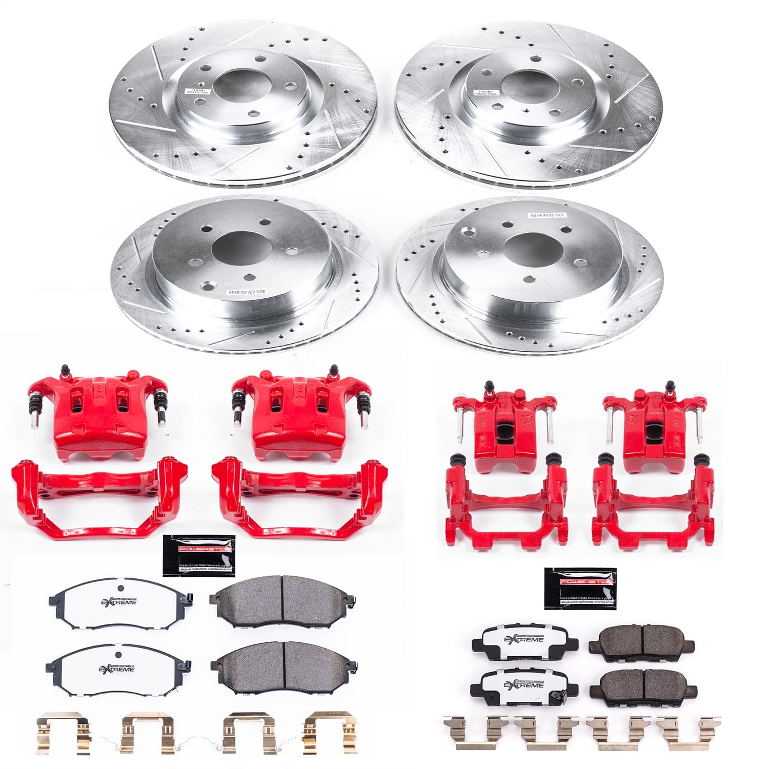 Power Stop - KC8061-26 - Front and Rear - Disc Brake Pad/Caliper and Rotor Kit image 1