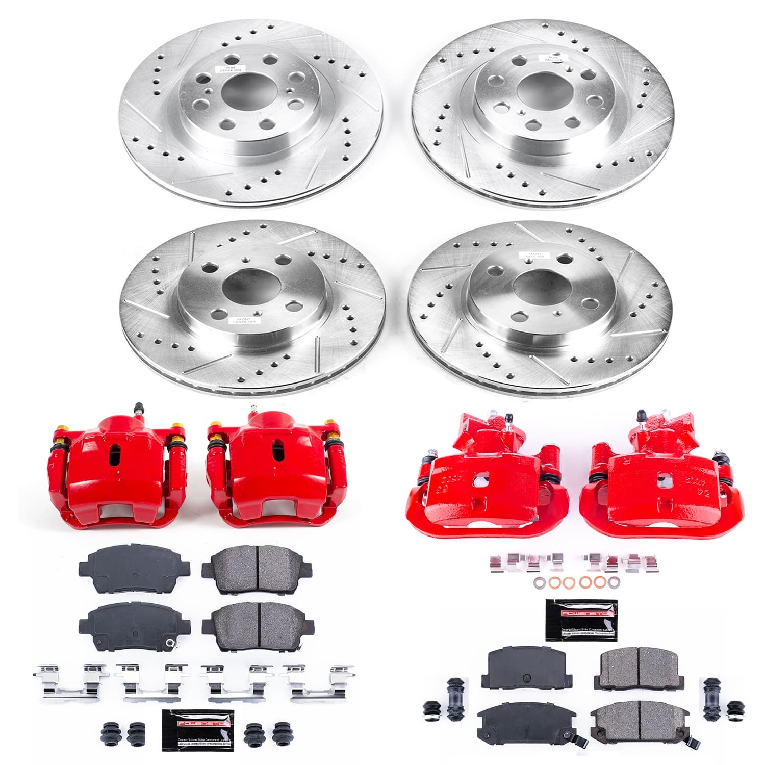 Power Stop - KC822 - Front and Rear - Disc Brake Pad/Caliper and Rotor Kit image 1