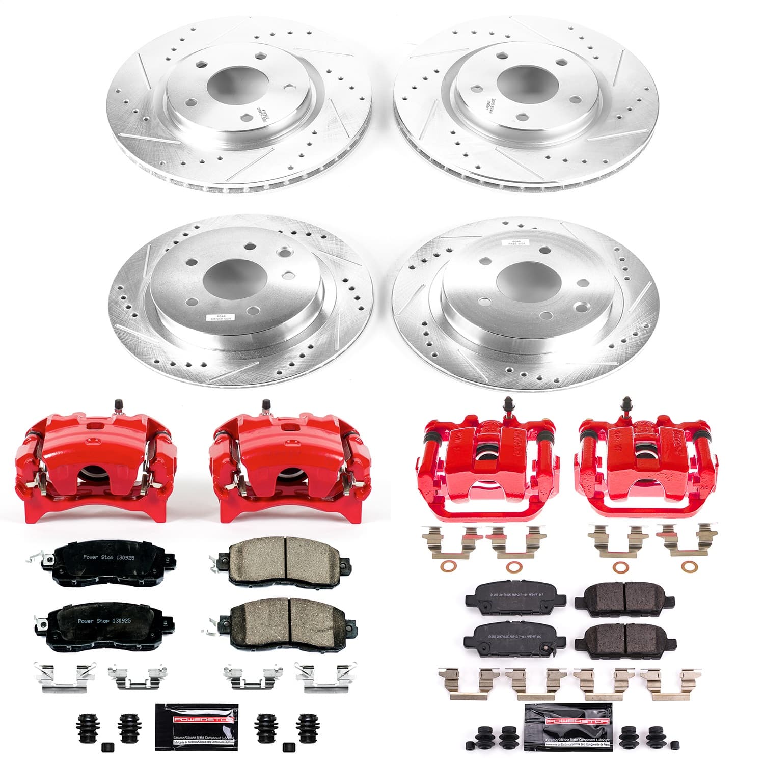 Power Stop - KC8288 - Front and Rear - Disc Brake Pad/Caliper and Rotor Kit image 1