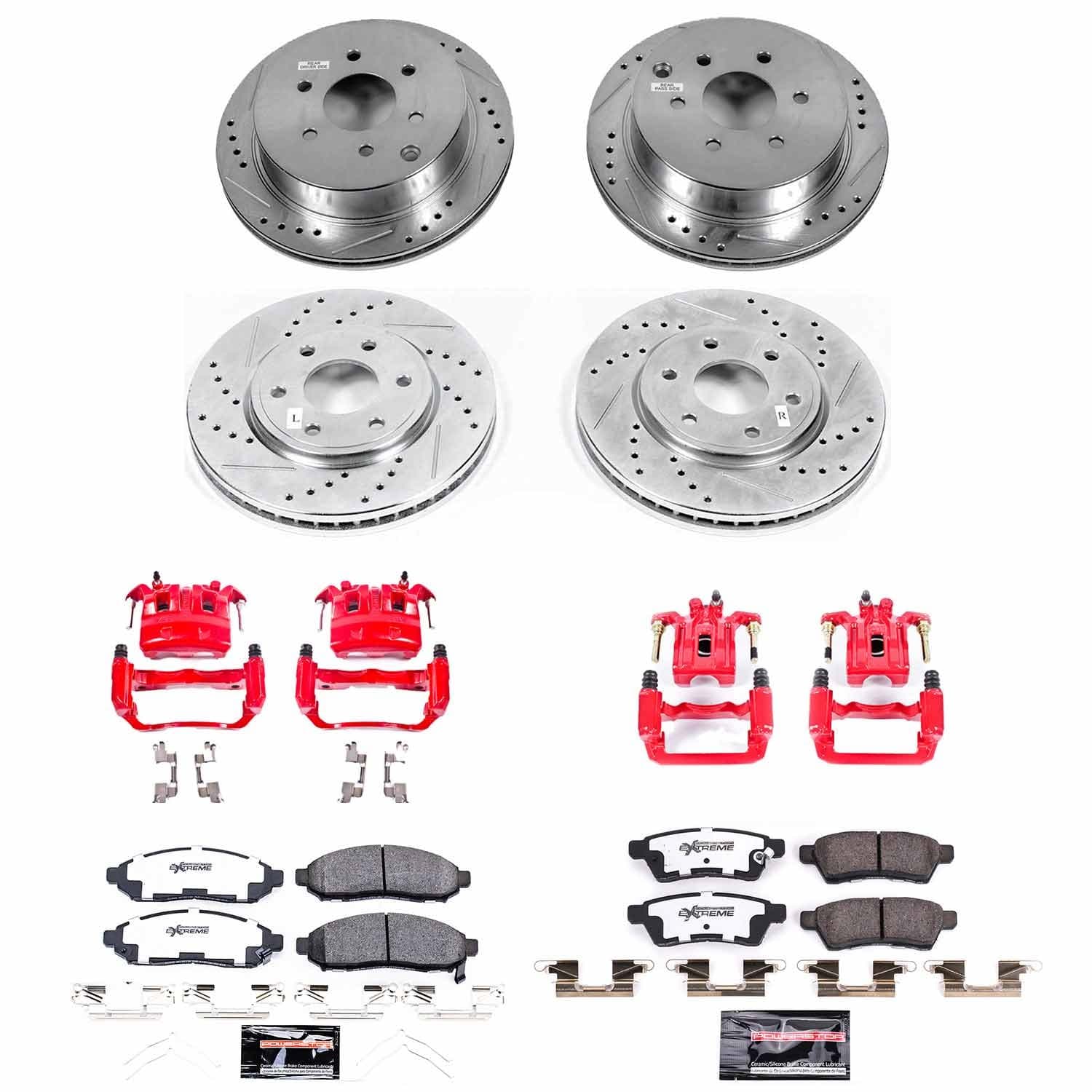 Power Stop - KC8357-36 - Front and Rear - Disc Brake Pad/Caliper and Rotor Kit image 1