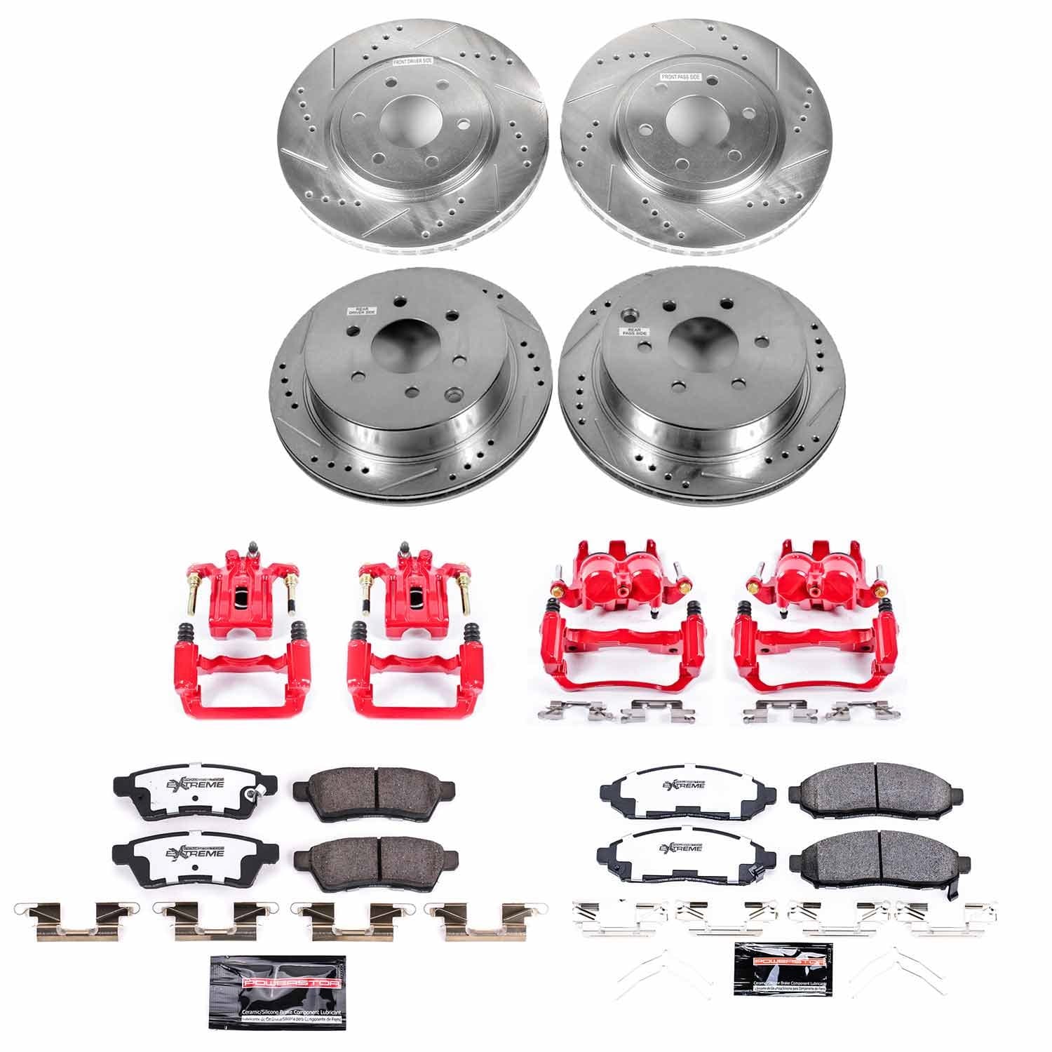 Power Stop - KC8358-36 - Front and Rear - Disc Brake Pad/Caliper and Rotor Kit image 1