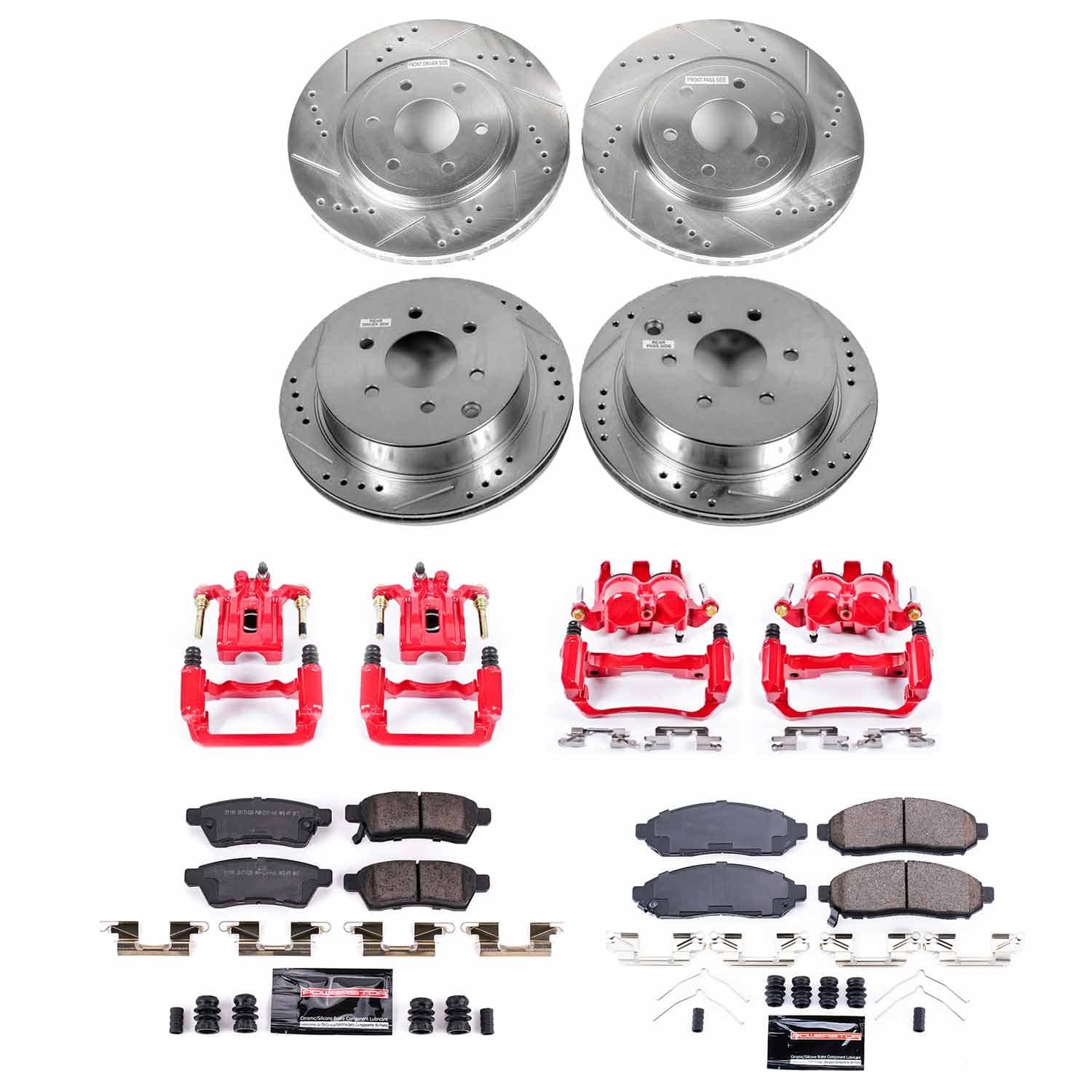 Power Stop - KC8358 - Front and Rear - Disc Brake Pad/Caliper and Rotor Kit image 1