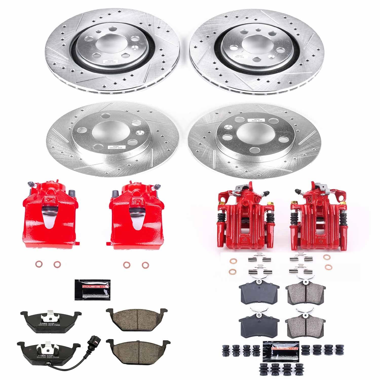 Power Stop - KC840 - Front and Rear - Disc Brake Pad/Caliper and Rotor Kit image 1