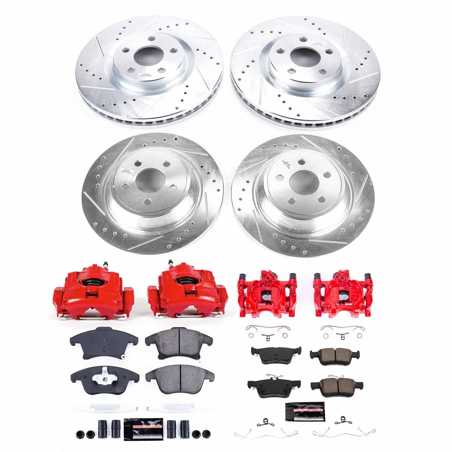 Power Stop - KC8541 - Front and Rear - Disc Brake Pad/Caliper and Rotor Kit image 1