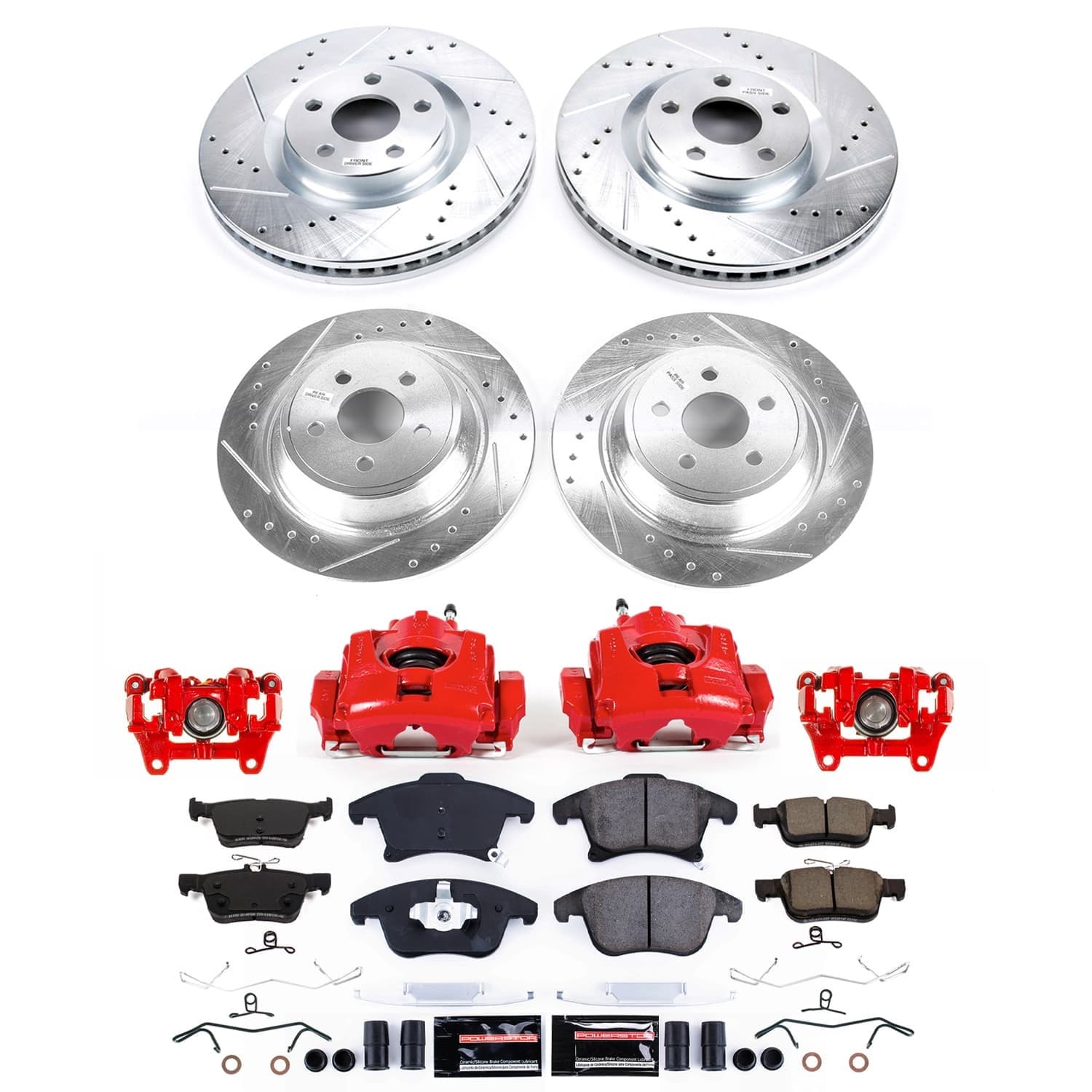 Power Stop - KC8541A - Front and Rear - Disc Brake Pad/Caliper and Rotor Kit image 1