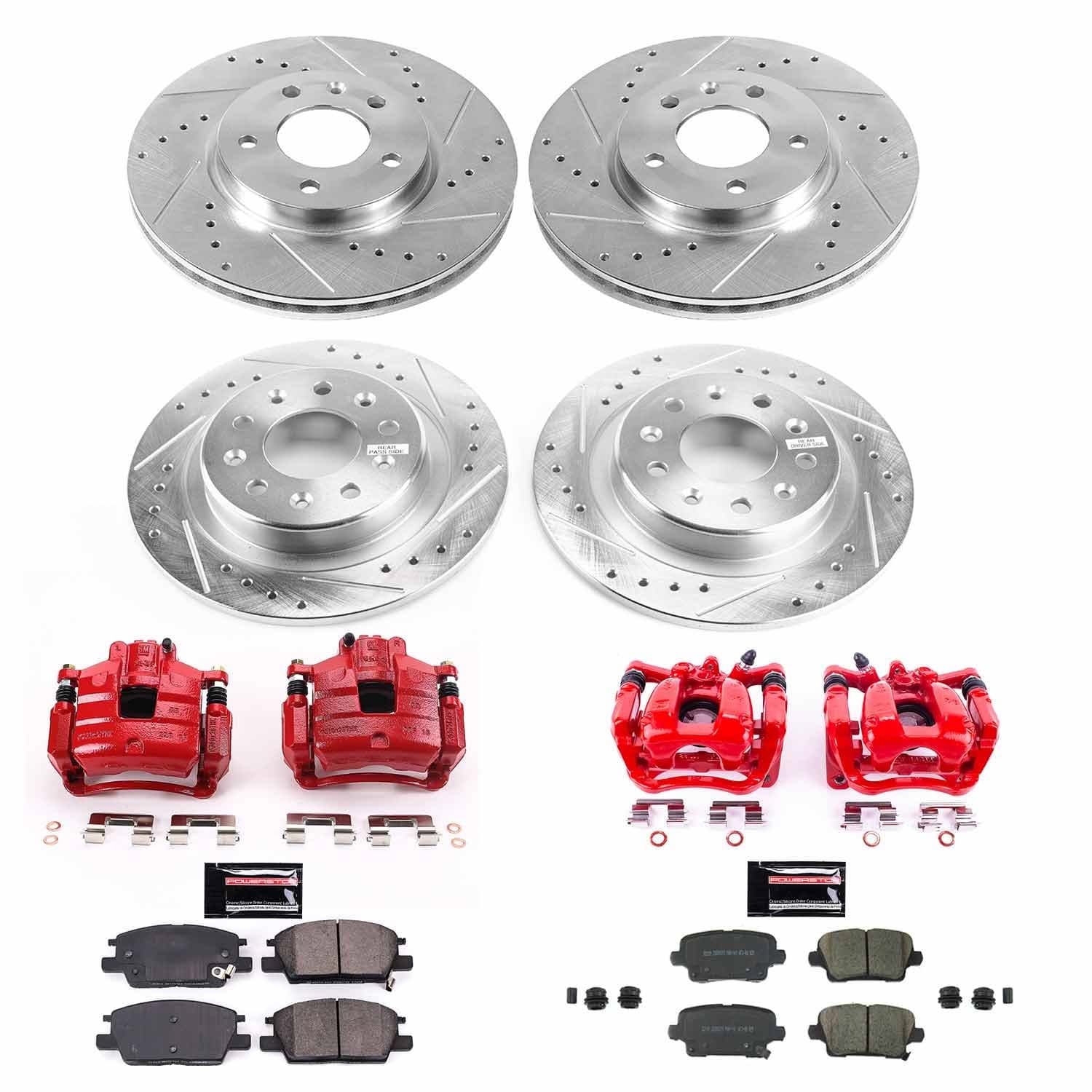 Power Stop - KC8689 - Front and Rear - Disc Brake Pad/Caliper and Rotor Kit image 1