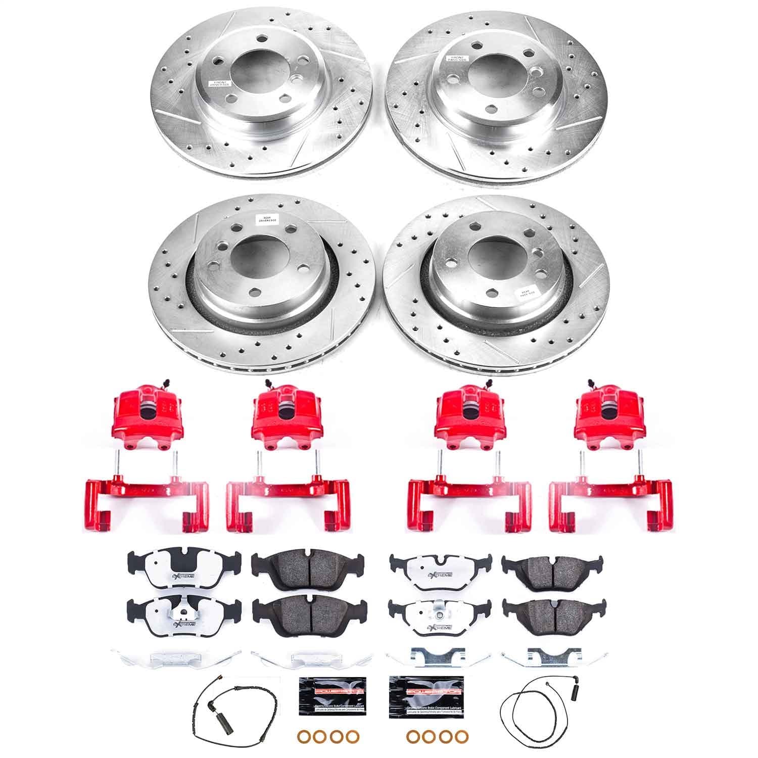 Power Stop - KC871-26 - Front and Rear - Disc Brake Pad/Caliper and Rotor Kit image 1
