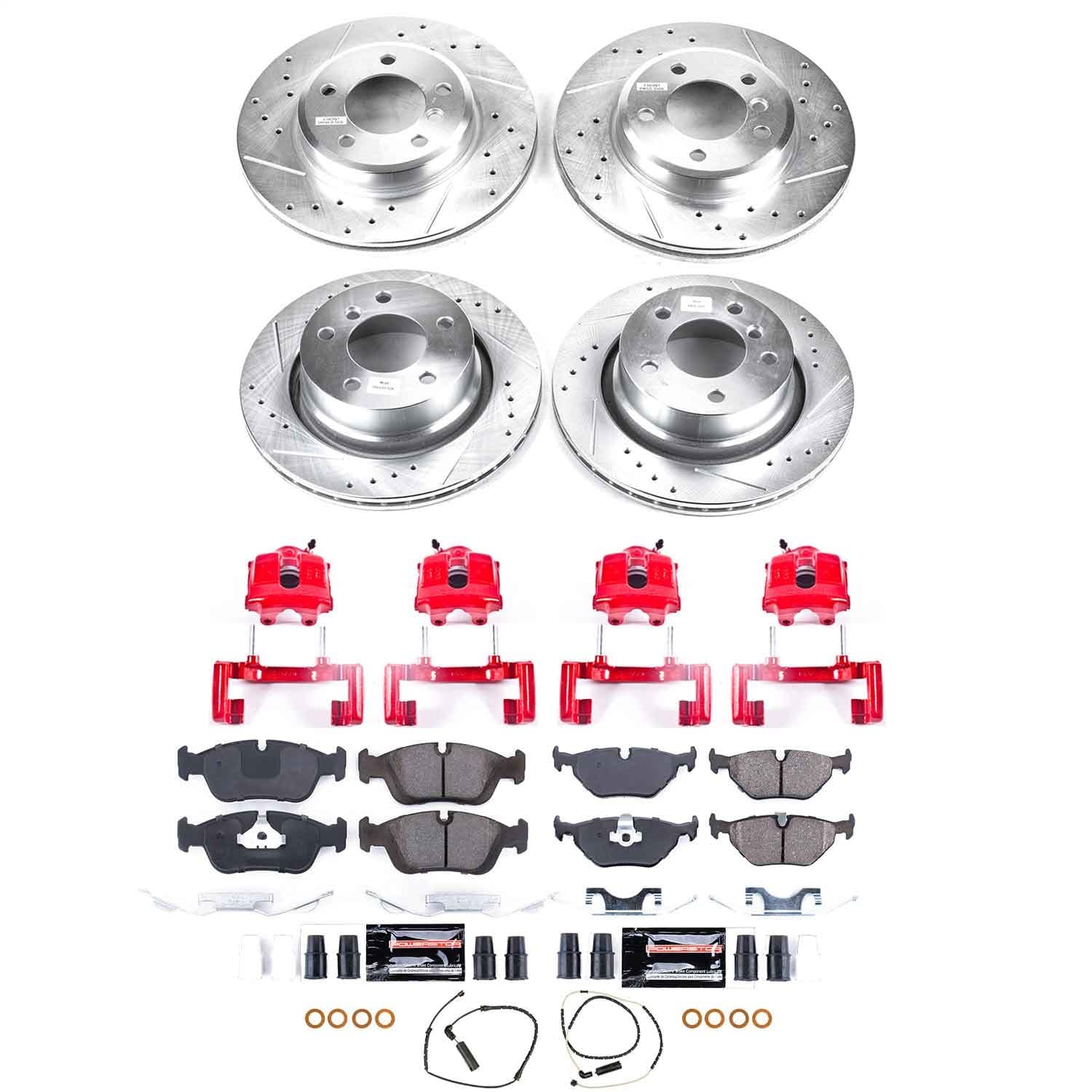 Power Stop - KC873 - Front and Rear - Disc Brake Pad/Caliper and Rotor Kit image 1