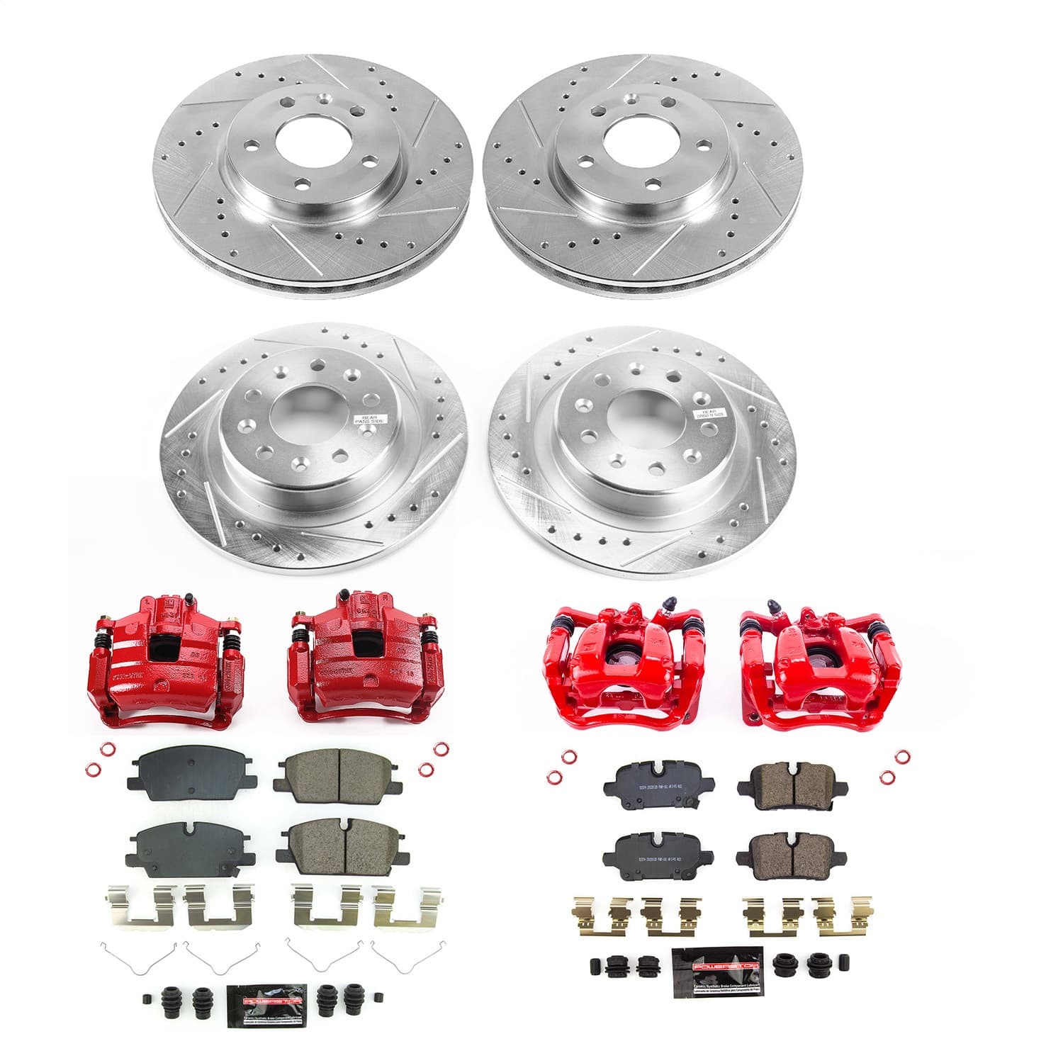 Power Stop - KC8799 - Front and Rear - Disc Brake Pad/Caliper and Rotor Kit image 1