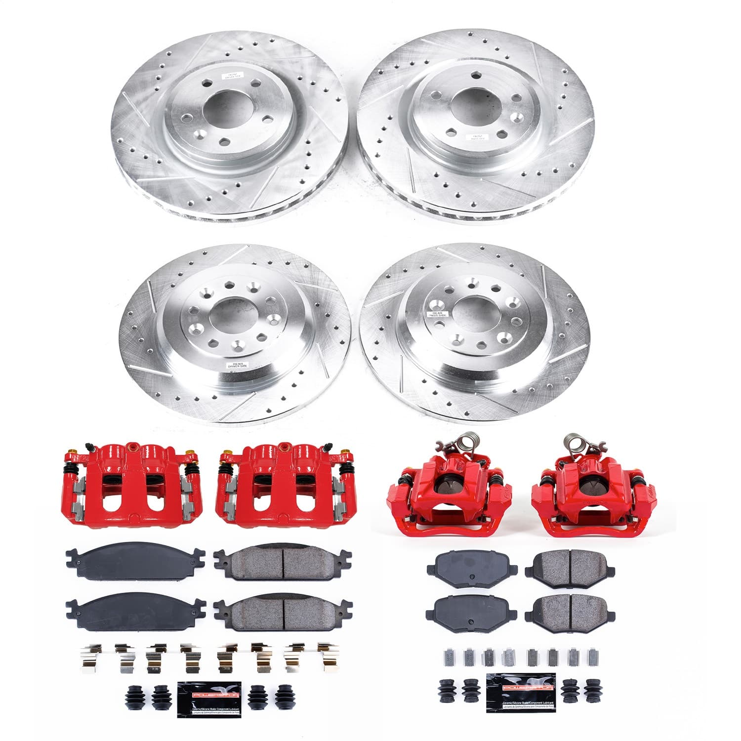 Power Stop - KC8970 - Front and Rear - Disc Brake Pad/Caliper and Rotor Kit image 1