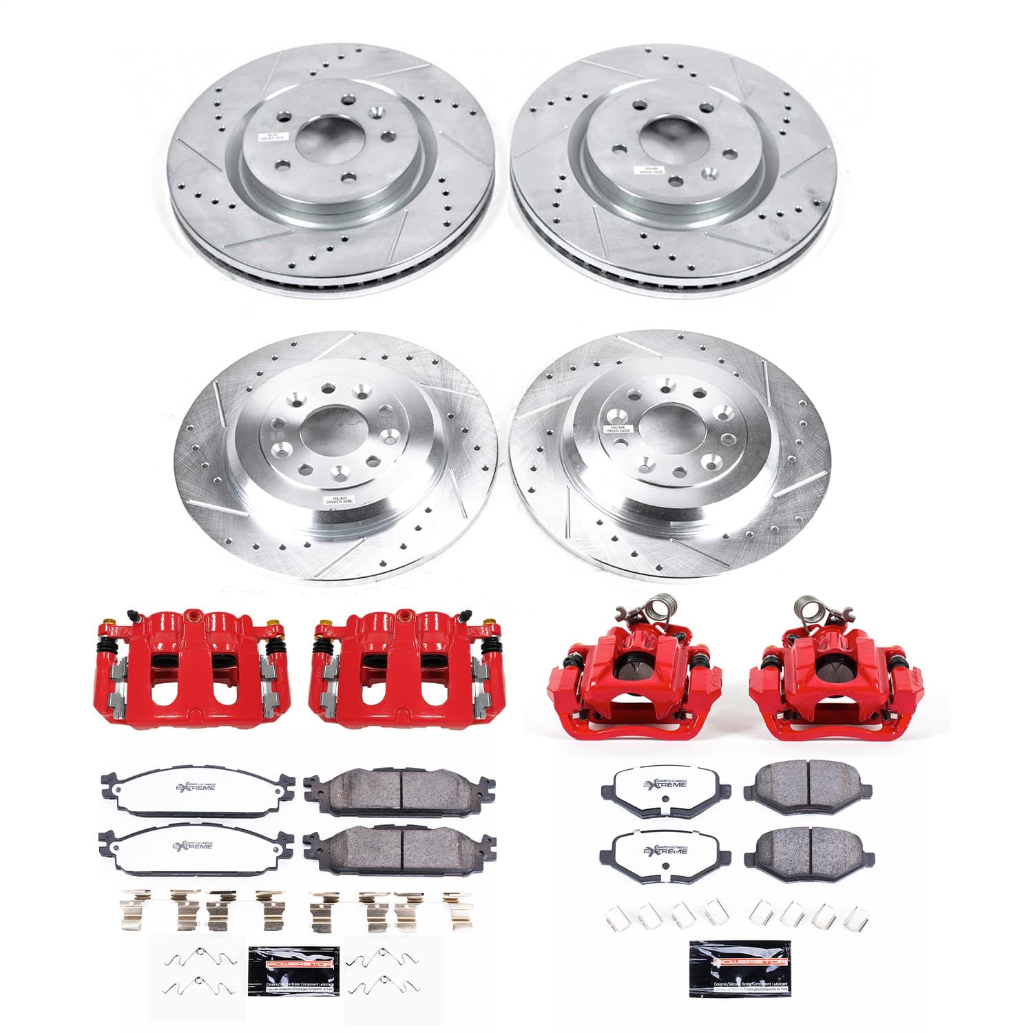 Power Stop - KC8971-36 - Front and Rear - Disc Brake Pad/Caliper and Rotor Kit image 1