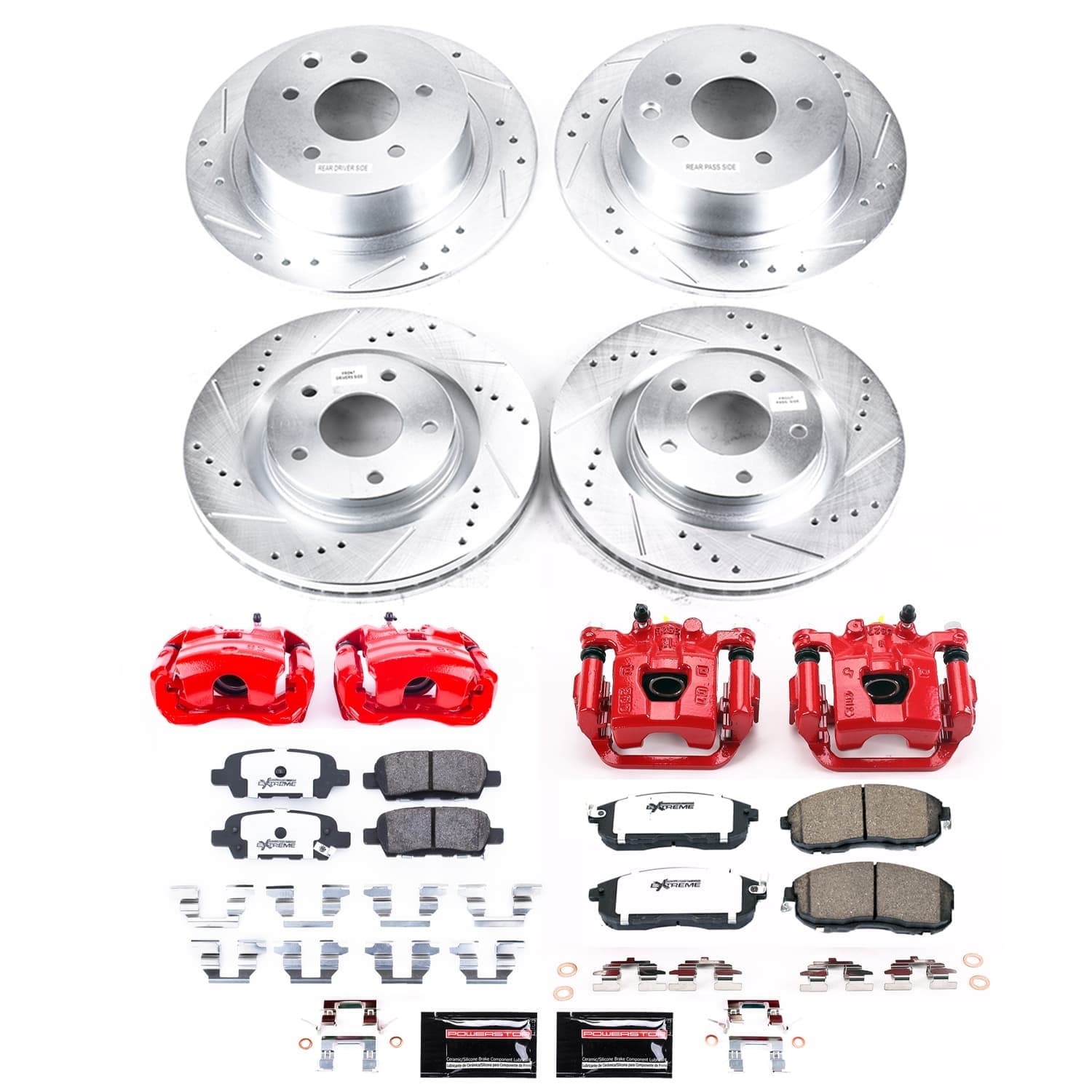 Power Stop - KC9141-26 - Front and Rear - Disc Brake Pad/Caliper and Rotor Kit image 1